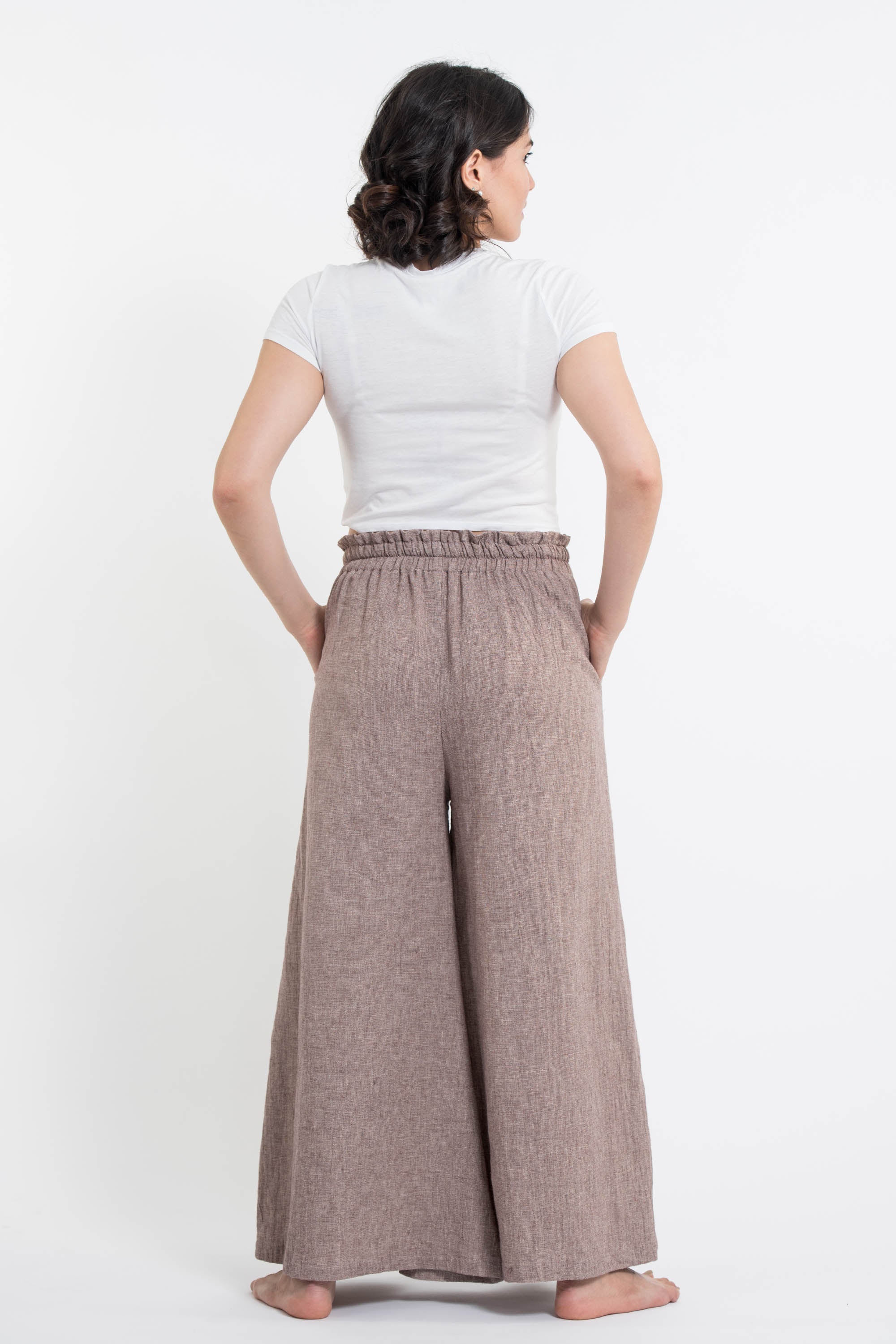 1593-Women-s-Linen-Cotton-Blend-Palazzo-Pants-in-Brown-4.jpg Women's Linen Cotton Blend Palazzo Pants in Brown