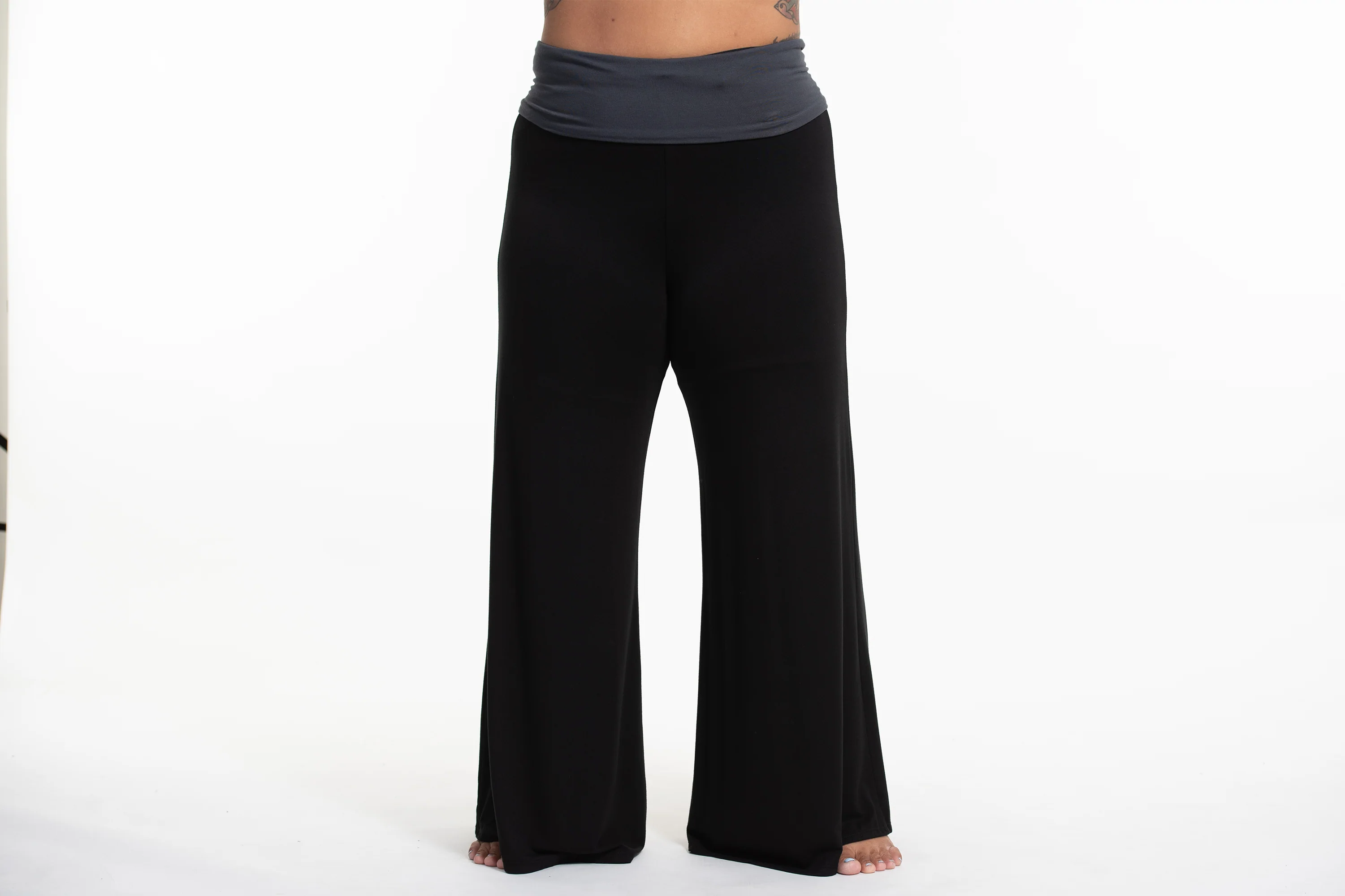1595-Plus-Size-Wide-Leg-Palazzo-Harem-Pants-Cotton-Spandex-in-Solid-Black-2.webp Plus Size Wide Leg Palazzo Harem Pants Cotton Spandex in Solid Black