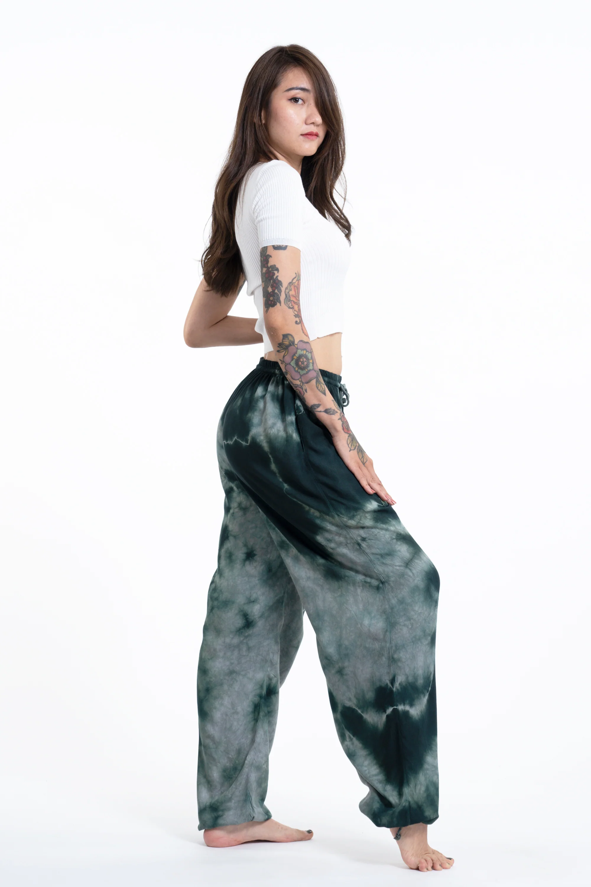 1597-Tie-Dye-Drawstring-Women-s-Yoga-Massage-Pants-in-Dark-Teal-3.webp Tie Dye Drawstring Women's Yoga Massage Pants in Dark Teal