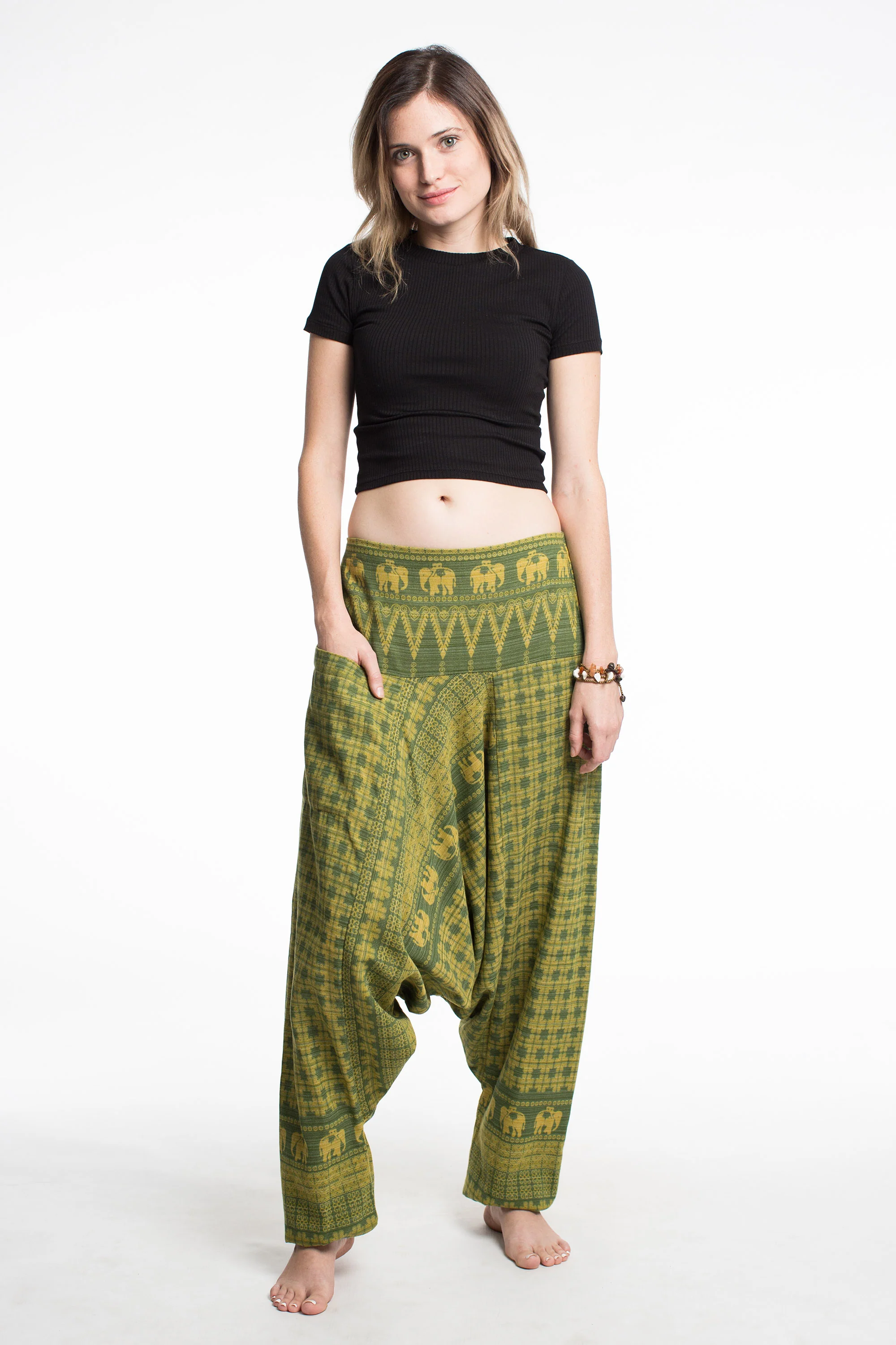 1598-Hill-Tribe-Elephant-Women-s-Elephant-Pants-in-Green-4.webp Hill Tribe Elephant Women's Elephant Pants in Green