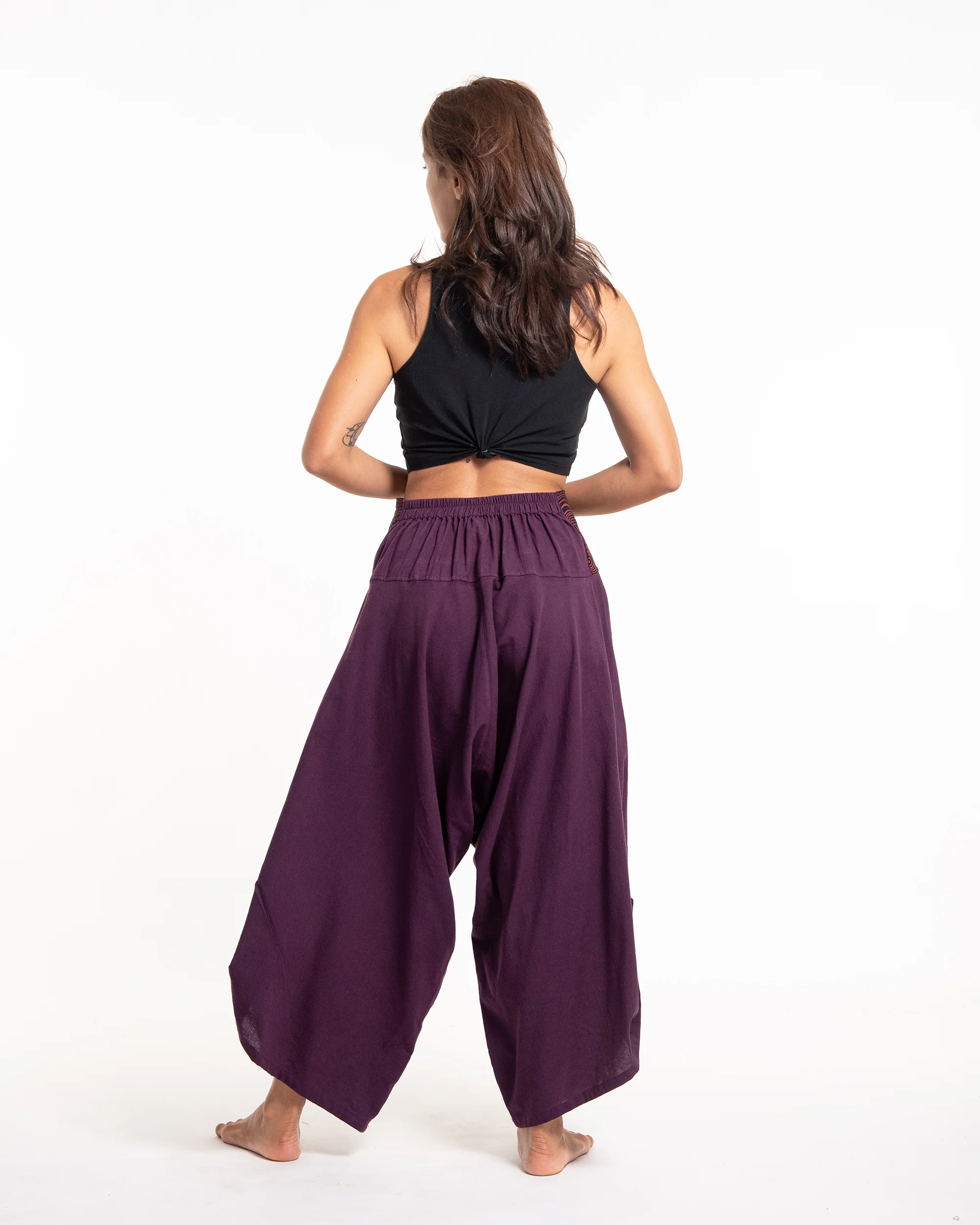 1599-Women-s-Thai-Button-Up-Cotton-Pants-with-Hill-Tribe-Trim-Purple-4.webp Women's Thai Button Up Cotton Pants with Hill Tribe Trim Purple