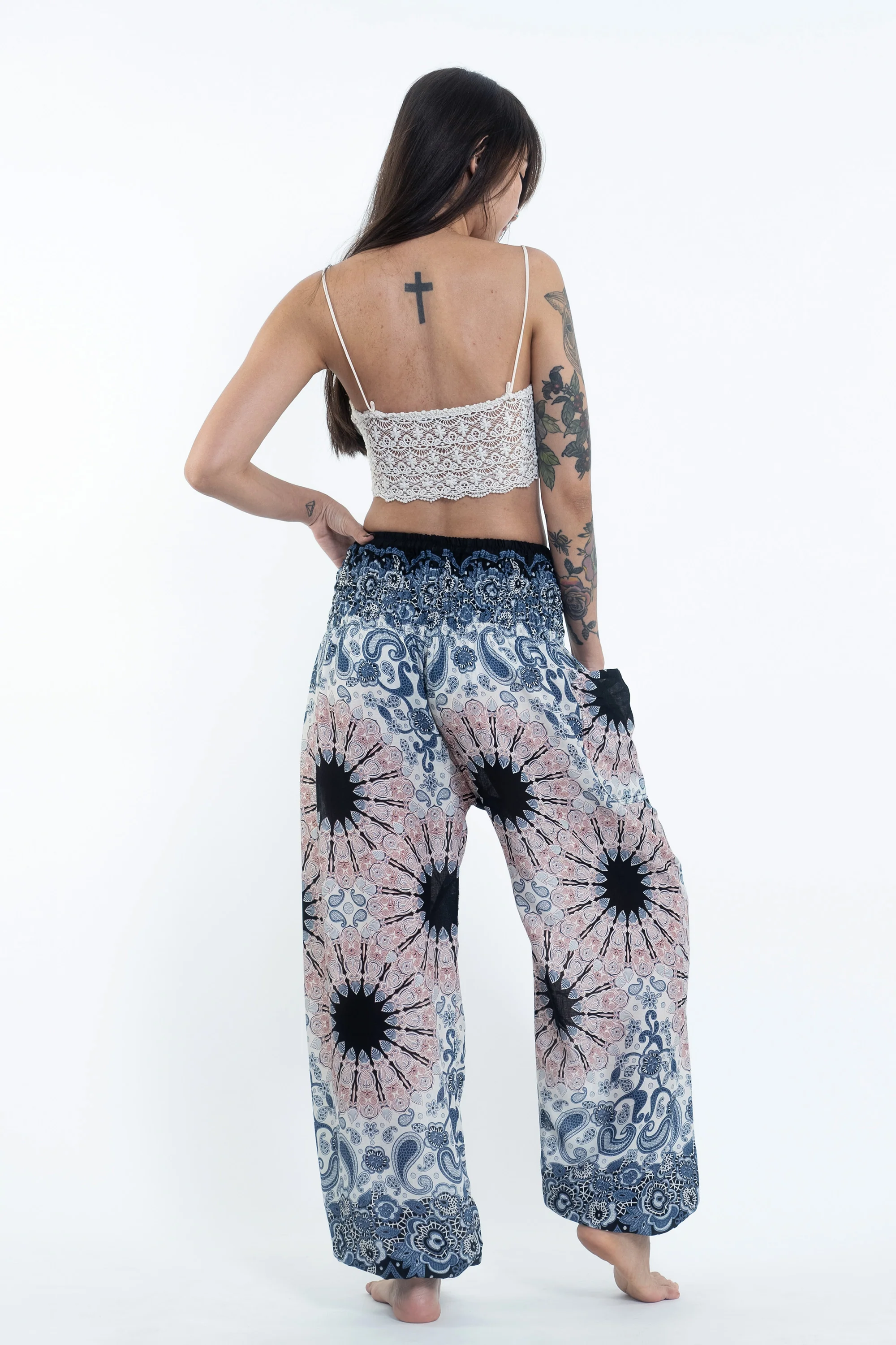 1601-Paisley-Mandalas-Women-s-Harem-Pants-in-Silver-Gray-4.webp Paisley Mandalas Women's Harem Pants in Silver Gray