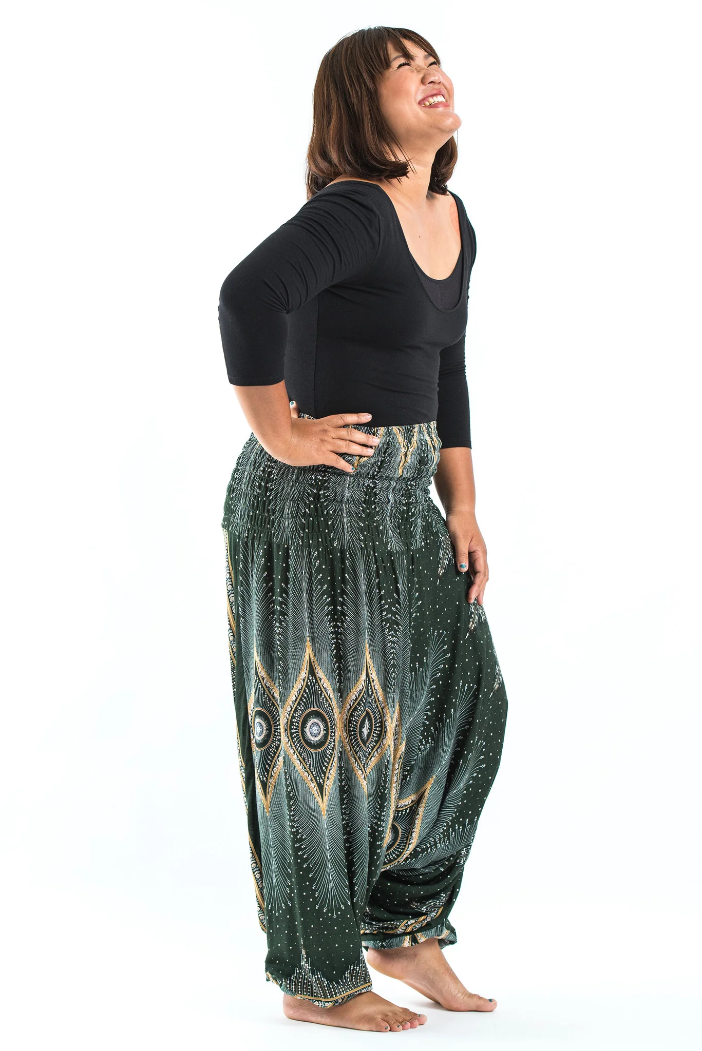 1604-Plus-Size-Diamond-Peacock-2-in-1-Jumpsuit-Harem-Pants-in-Green-3.webp Plus Size Diamond Peacock 2-in-1 Jumpsuit Harem Pants in Green
