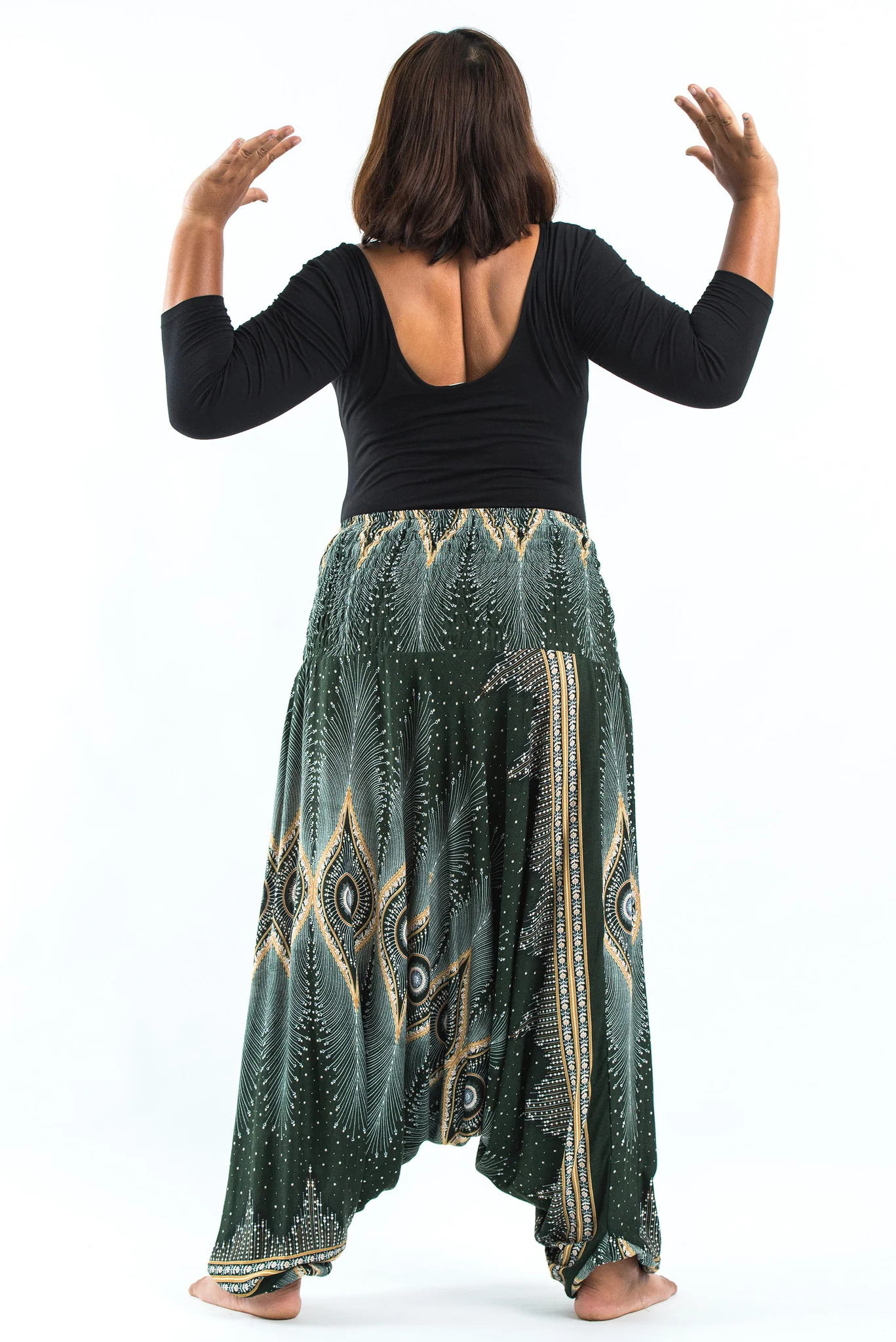 1604-Plus-Size-Diamond-Peacock-2-in-1-Jumpsuit-Harem-Pants-in-Green-4.webp Plus Size Diamond Peacock 2-in-1 Jumpsuit Harem Pants in Green
