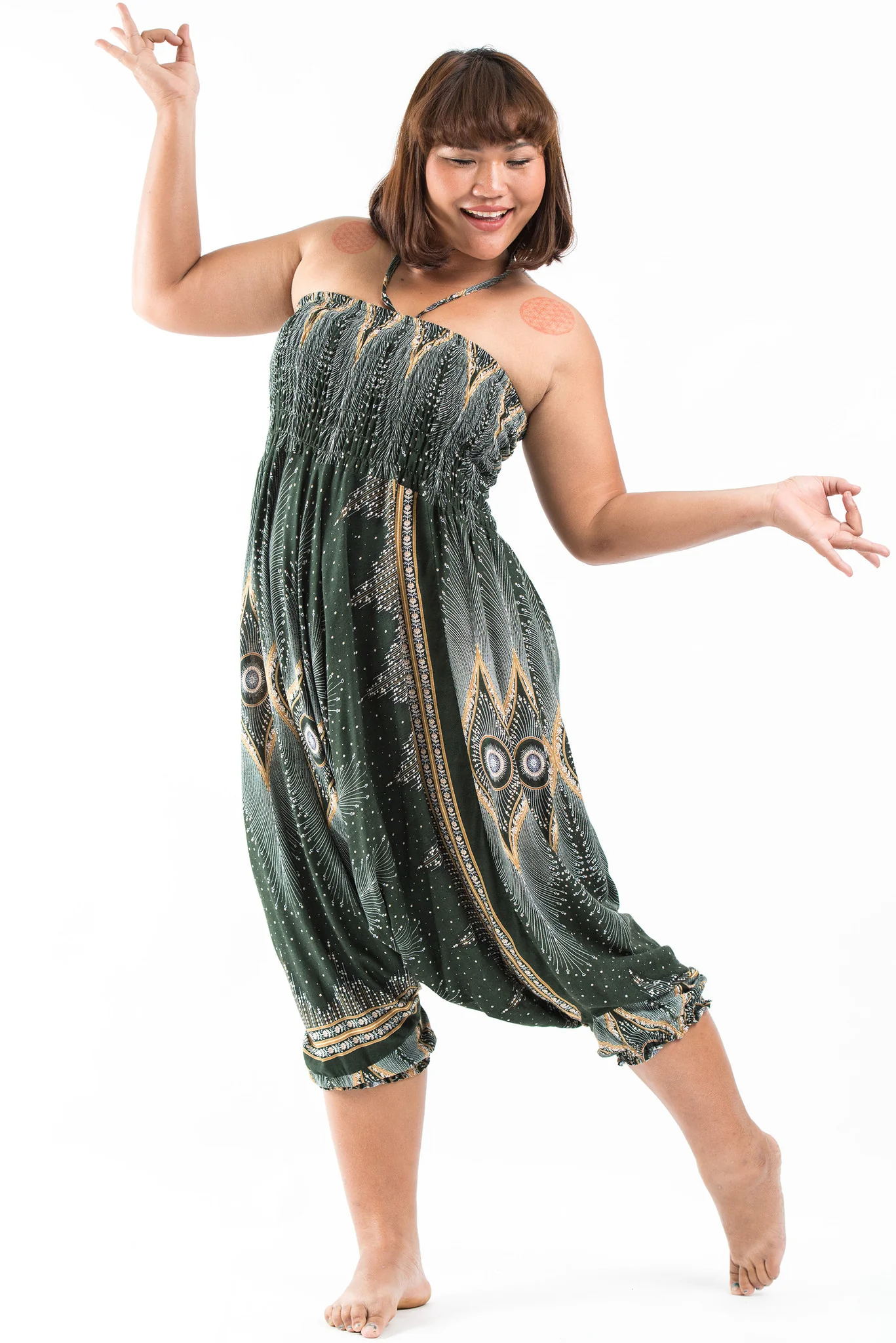 1604-Plus-Size-Diamond-Peacock-2-in-1-Jumpsuit-Harem-Pants-in-Green-5.webp Plus Size Diamond Peacock 2-in-1 Jumpsuit Harem Pants in Green