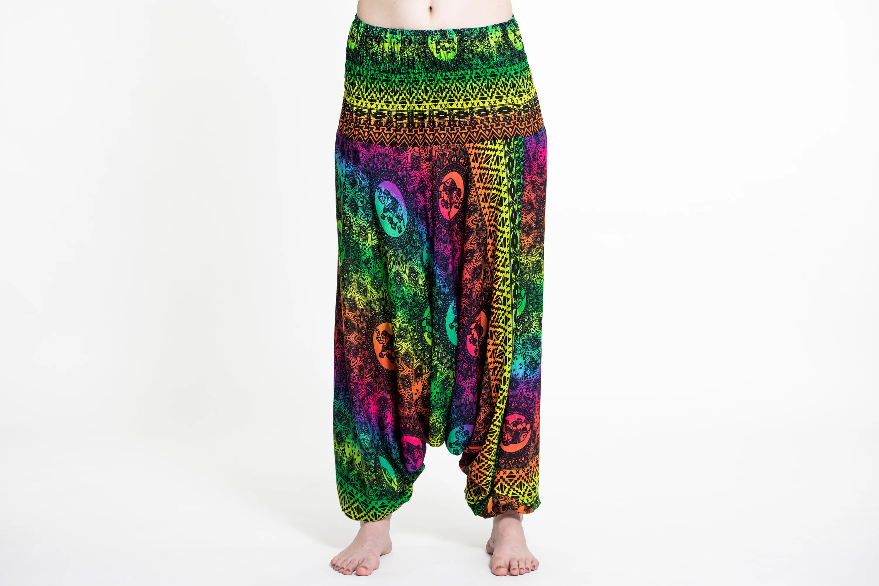 Rainbow Elephant 2-in-1 Jumpsuit Elephant Pants in Green