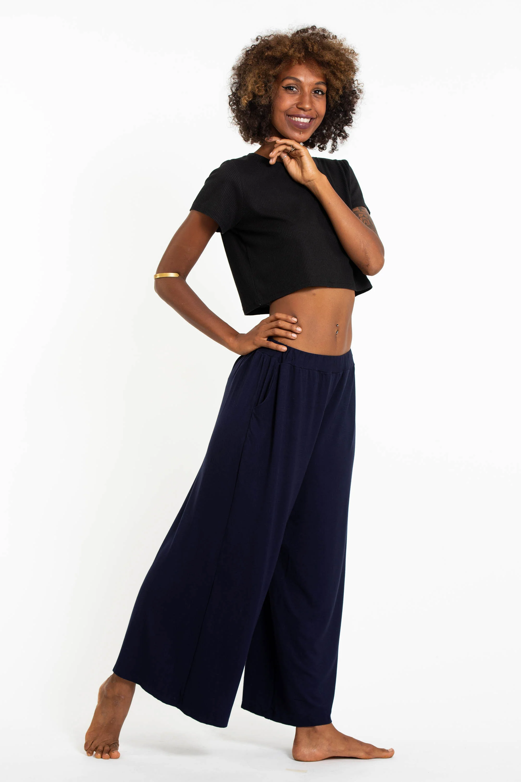 1607-Wide-Leg-Palazzo-Harem-Pants-Cotton-Solid-Navy-3.webp Wide Leg Palazzo Harem Pants Cotton Solid Navy