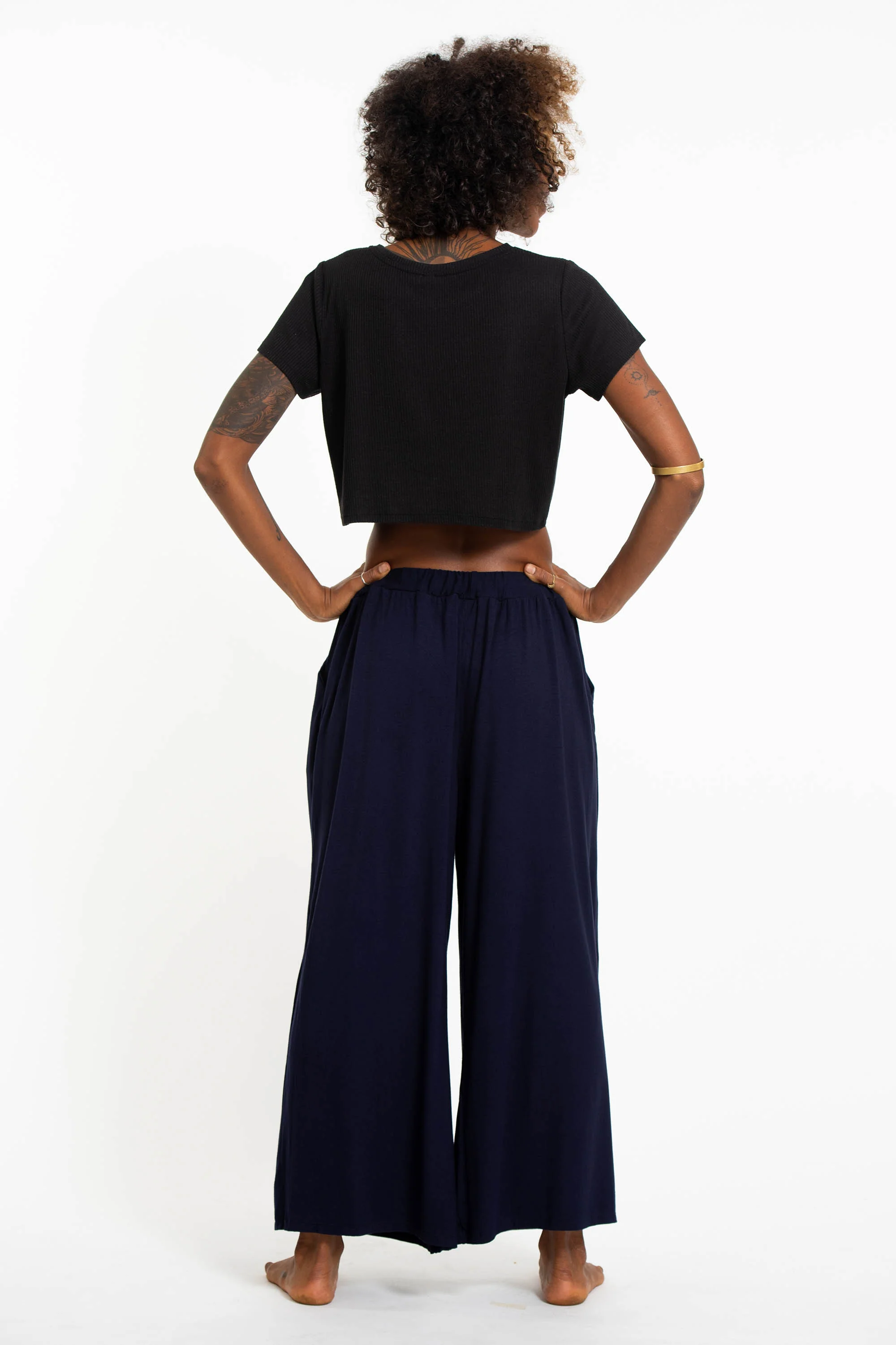 1607-Wide-Leg-Palazzo-Harem-Pants-Cotton-Solid-Navy-4.webp Wide Leg Palazzo Harem Pants Cotton Solid Navy