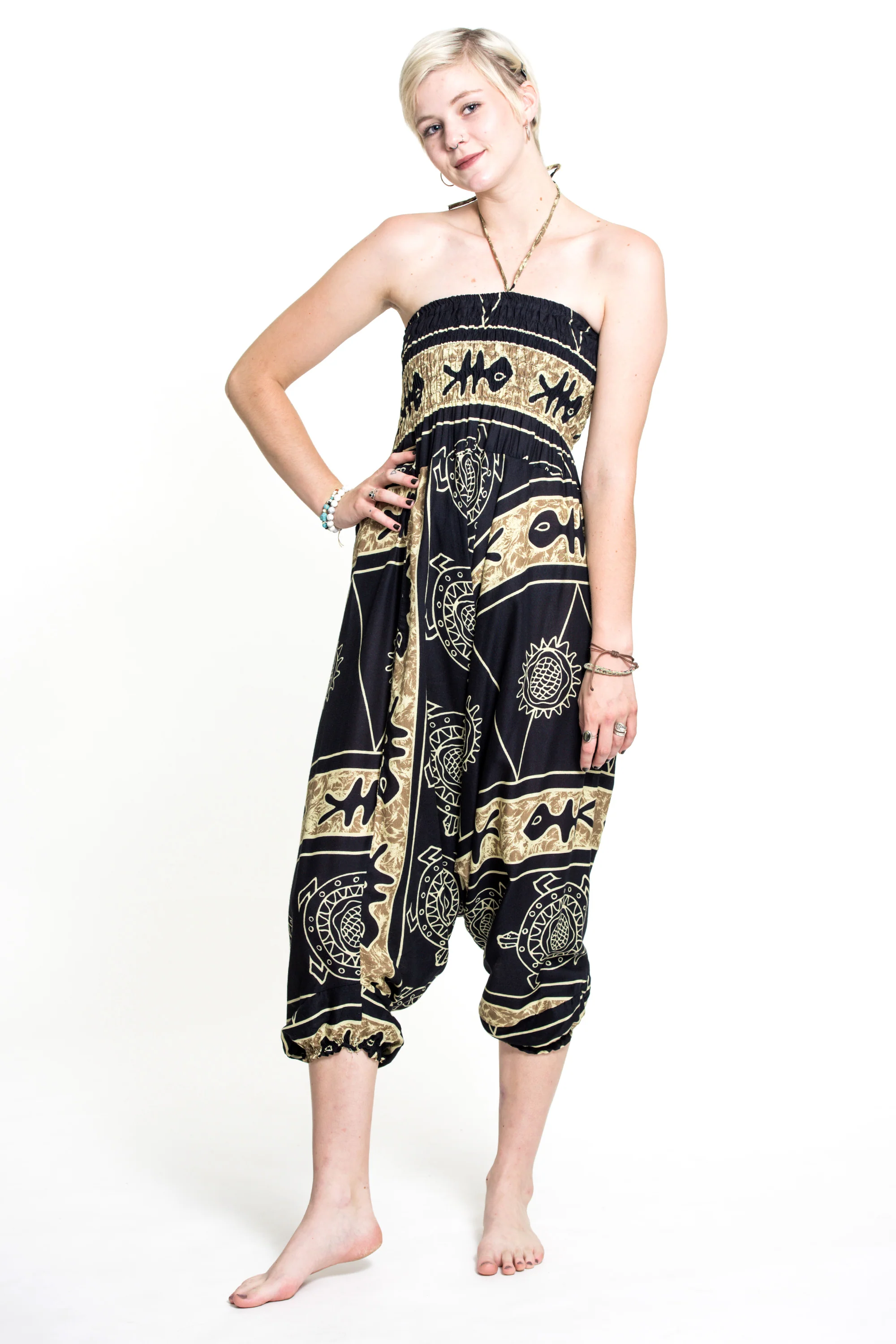 1612-Turtle-Print-2-in-1-Jumpsuit-Harem-Pants-in-Gold-5.webp Turtle Print 2-in-1 Jumpsuit Harem Pants in Gold