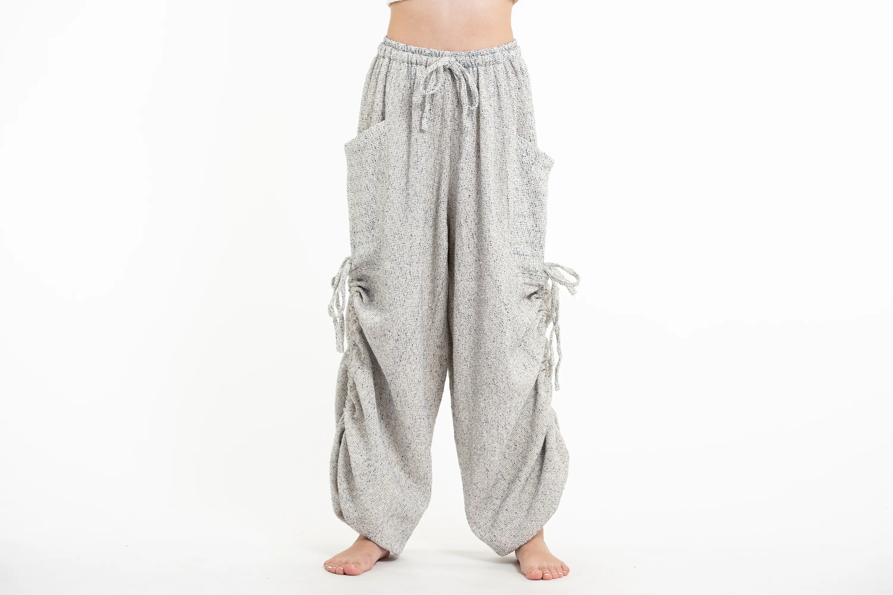 Women's Ribbed Cotton Pants in Blue