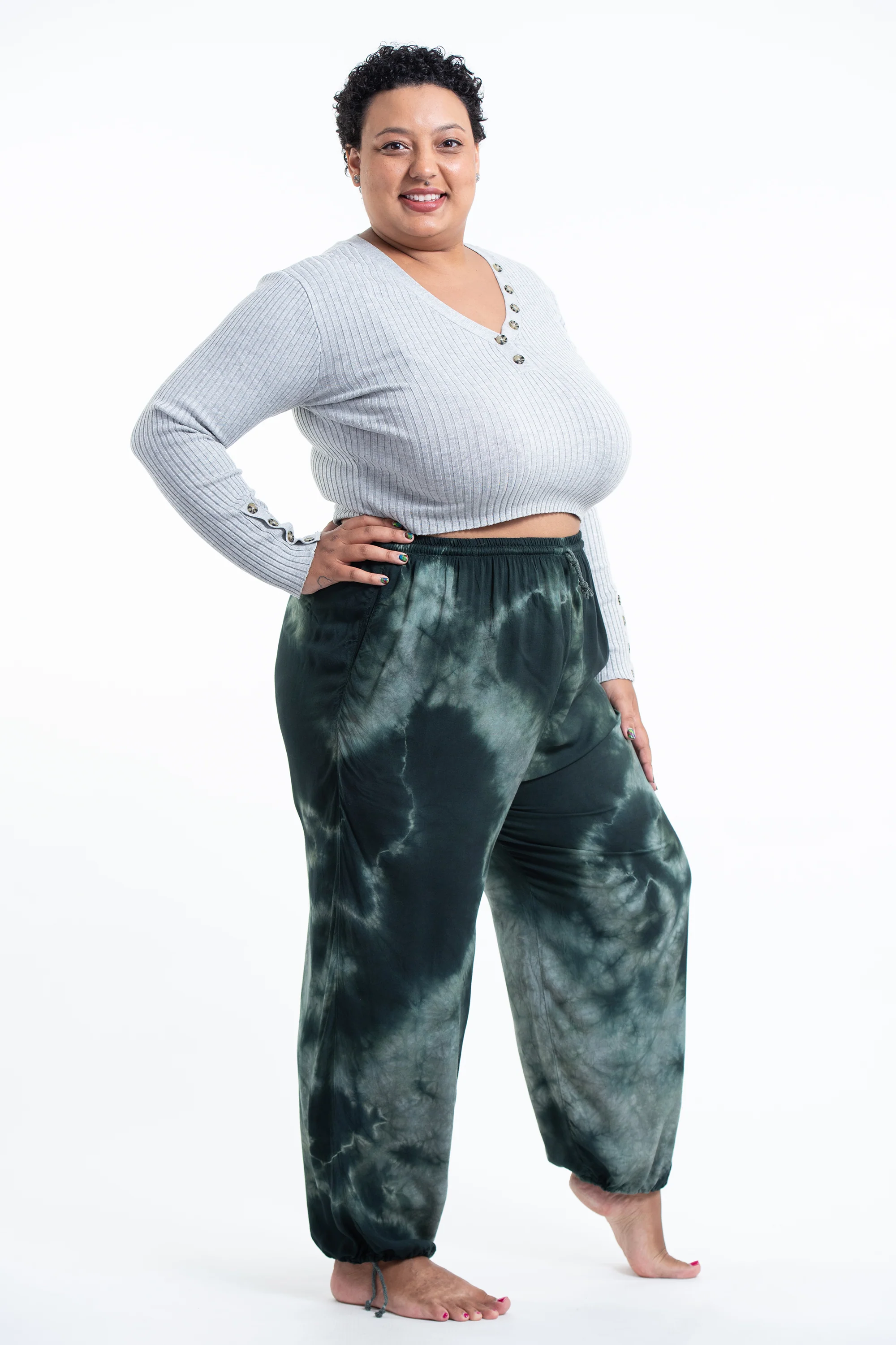1618-Plus-Size-Tie-Dye-Drawstring-Women-s-Yoga-Massage-Pants-in-Dark-Teal-3.webp Plus Size Tie Dye Drawstring Women's Yoga Massage Pants in Dark Teal