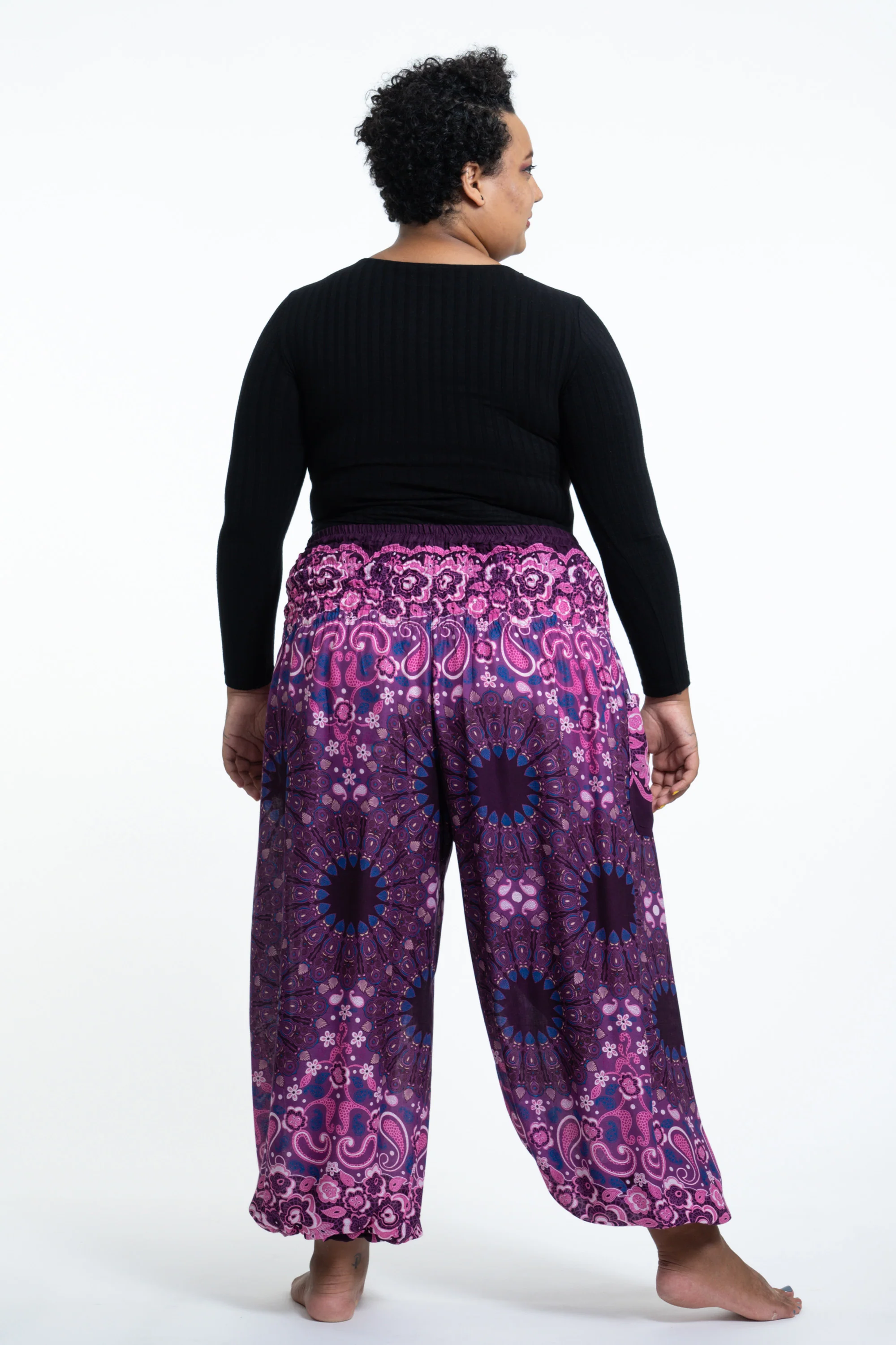 1620-Plus-Size-Paisley-Mandalas-Women-s-Harem-Pants-in-Purple-4.webp Plus Size Paisley Mandalas Women's Harem Pants in Purple