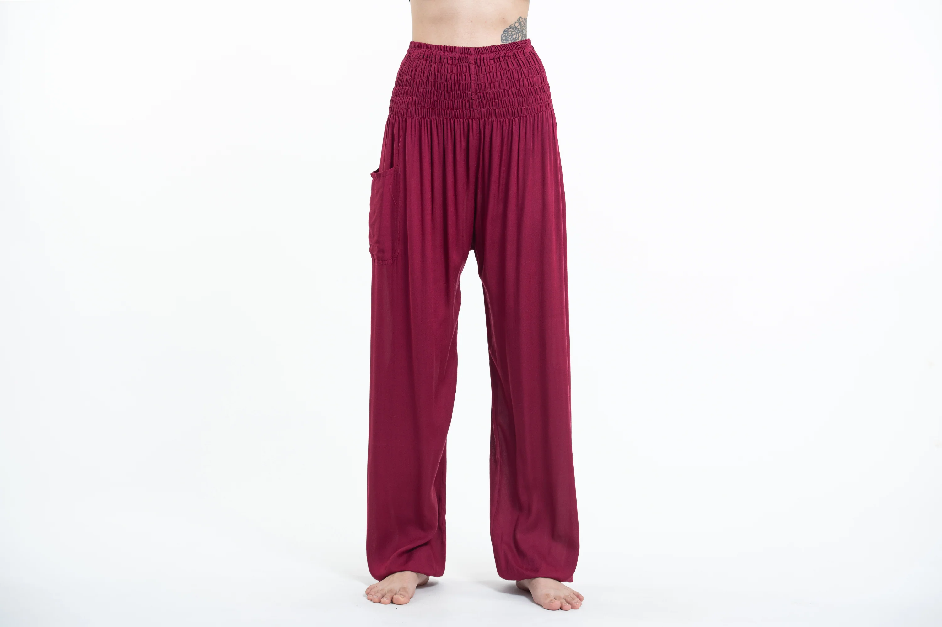 1623-Solid-Color-Women-s-Tall-Harem-Pants-in-Red-2.webp Solid Color Women's Tall Harem Pants in Red
