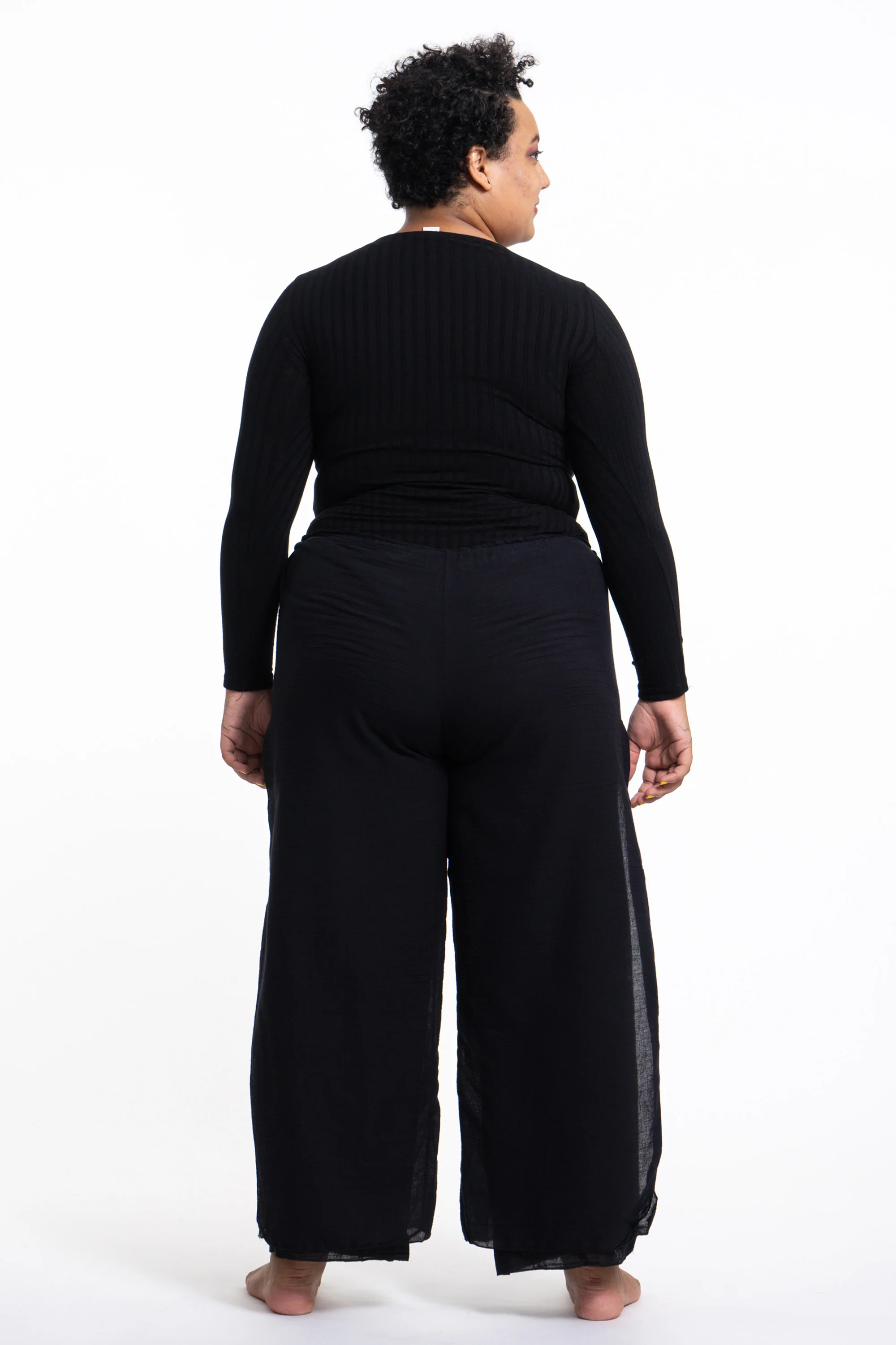 1629-Plus-Size-Women-s-Thai-Harem-Double-Layers-Palazzo-Pants-in-Solid-Black-4.webp Plus Size Women's Thai Harem Double Layers Palazzo Pants in Solid Black