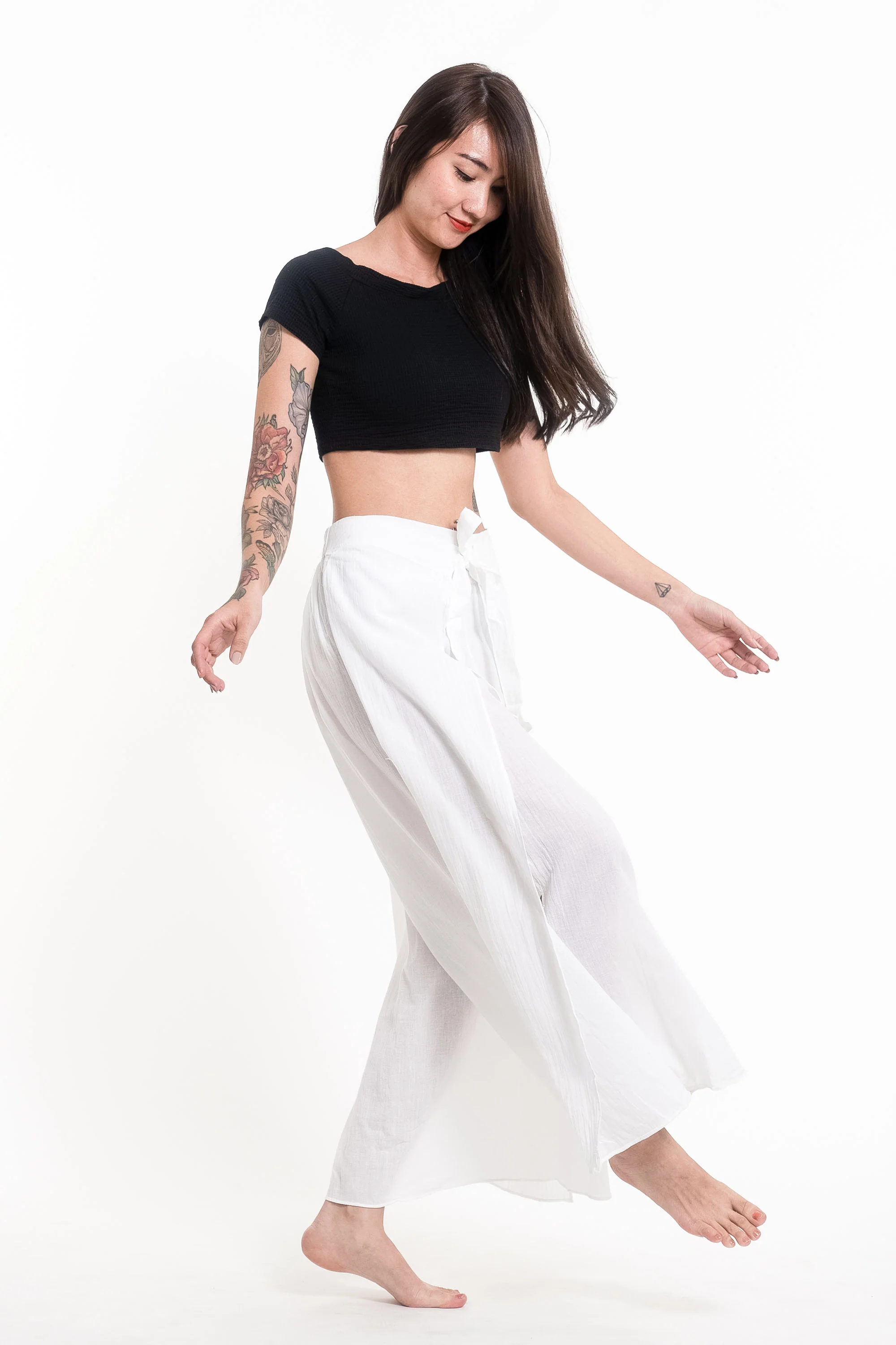 1635-Women-s-Cotton-Wrap-Palazzo-Pants-in-Solid-White-5.webp Women's Cotton Wrap Palazzo Pants in Solid White