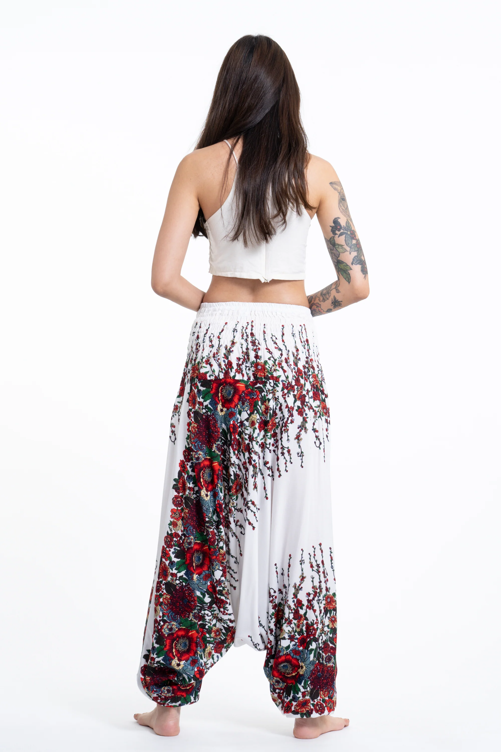 1637-Floral-2-in-1-Jumpsuit-Harem-Pants-in-White-4.webp Floral 2-in-1 Jumpsuit Harem Pants in White