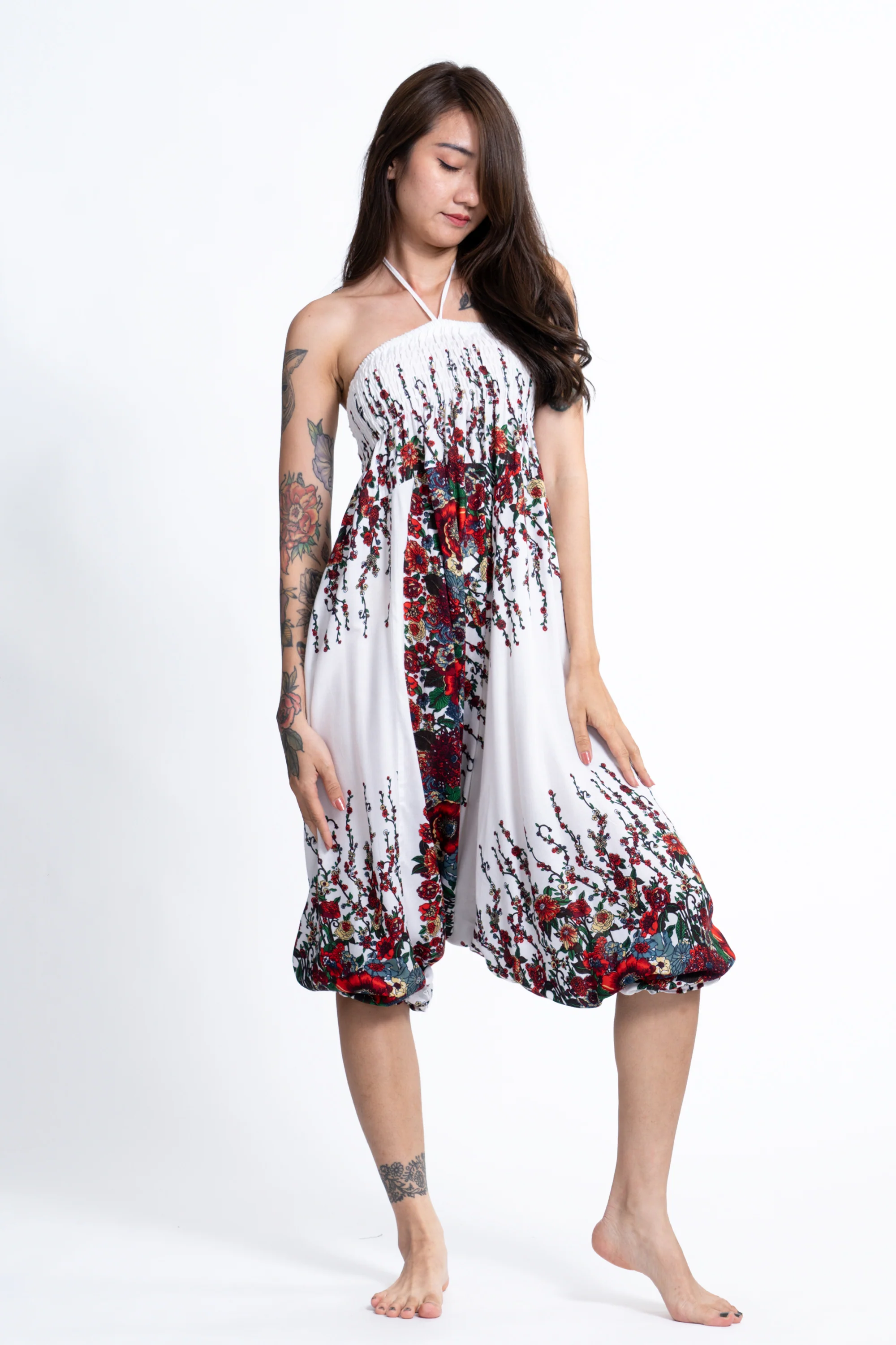 1637-Floral-2-in-1-Jumpsuit-Harem-Pants-in-White-5.webp Floral 2-in-1 Jumpsuit Harem Pants in White