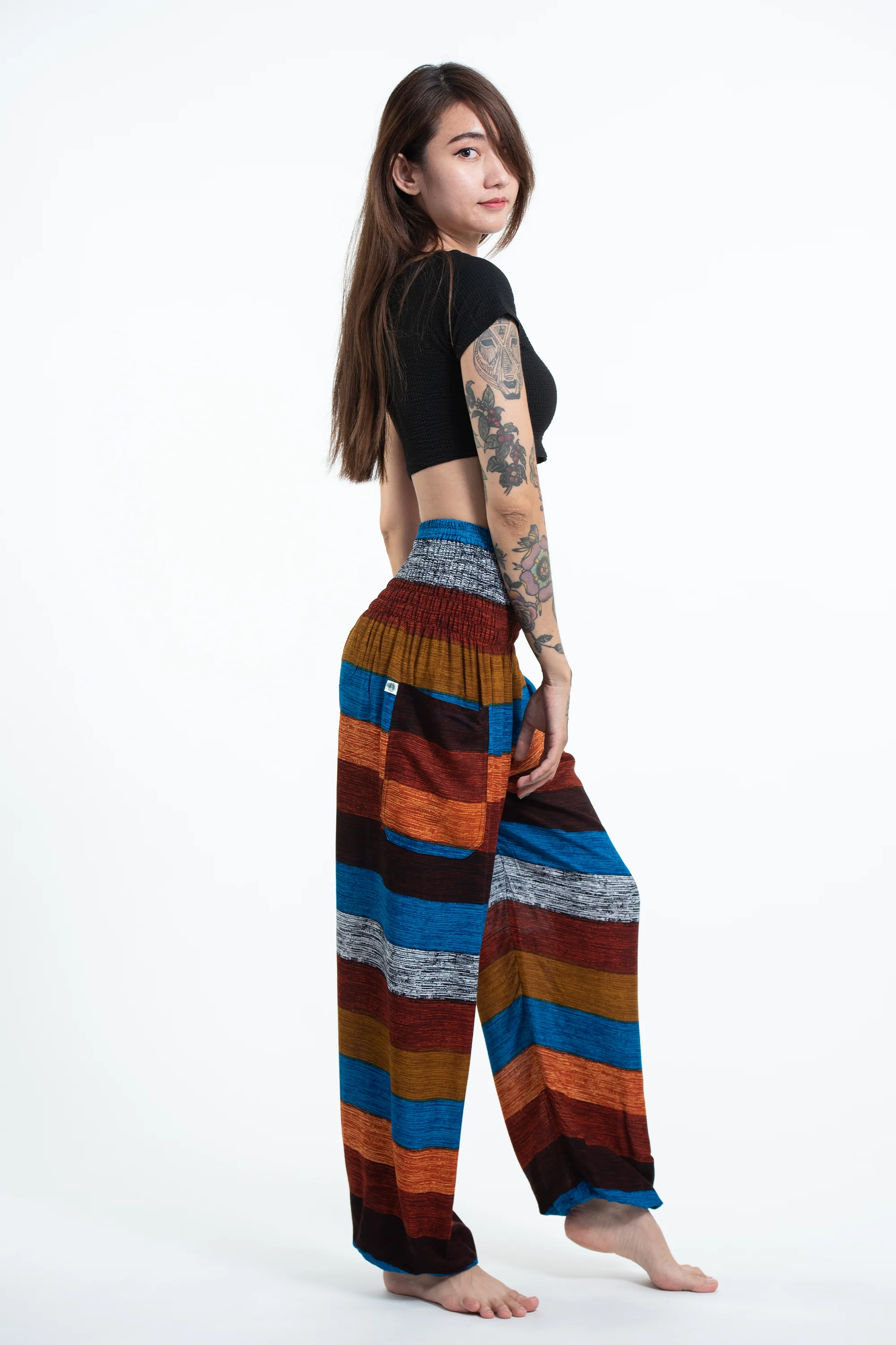 1639-Boho-Striped-Women-s-Harem-Pants-in-Rust-3.webp Boho Striped Women's Harem Pants in Rust