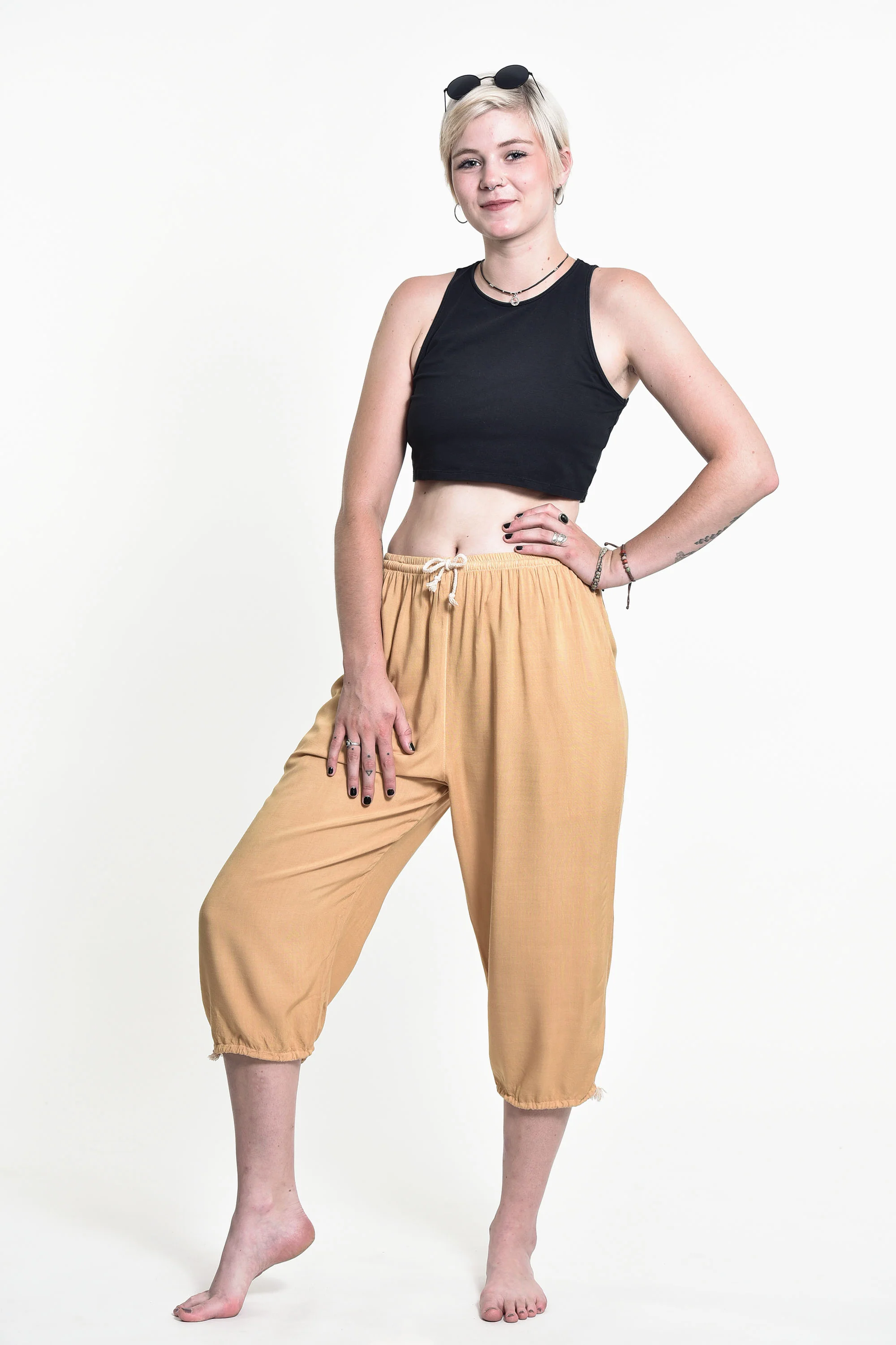 1640-Women-s-Drawstring-Yoga-Massage-Cropped-Pants-in-Cream-5.webp Women's Drawstring Yoga Massage Cropped Pants in Cream