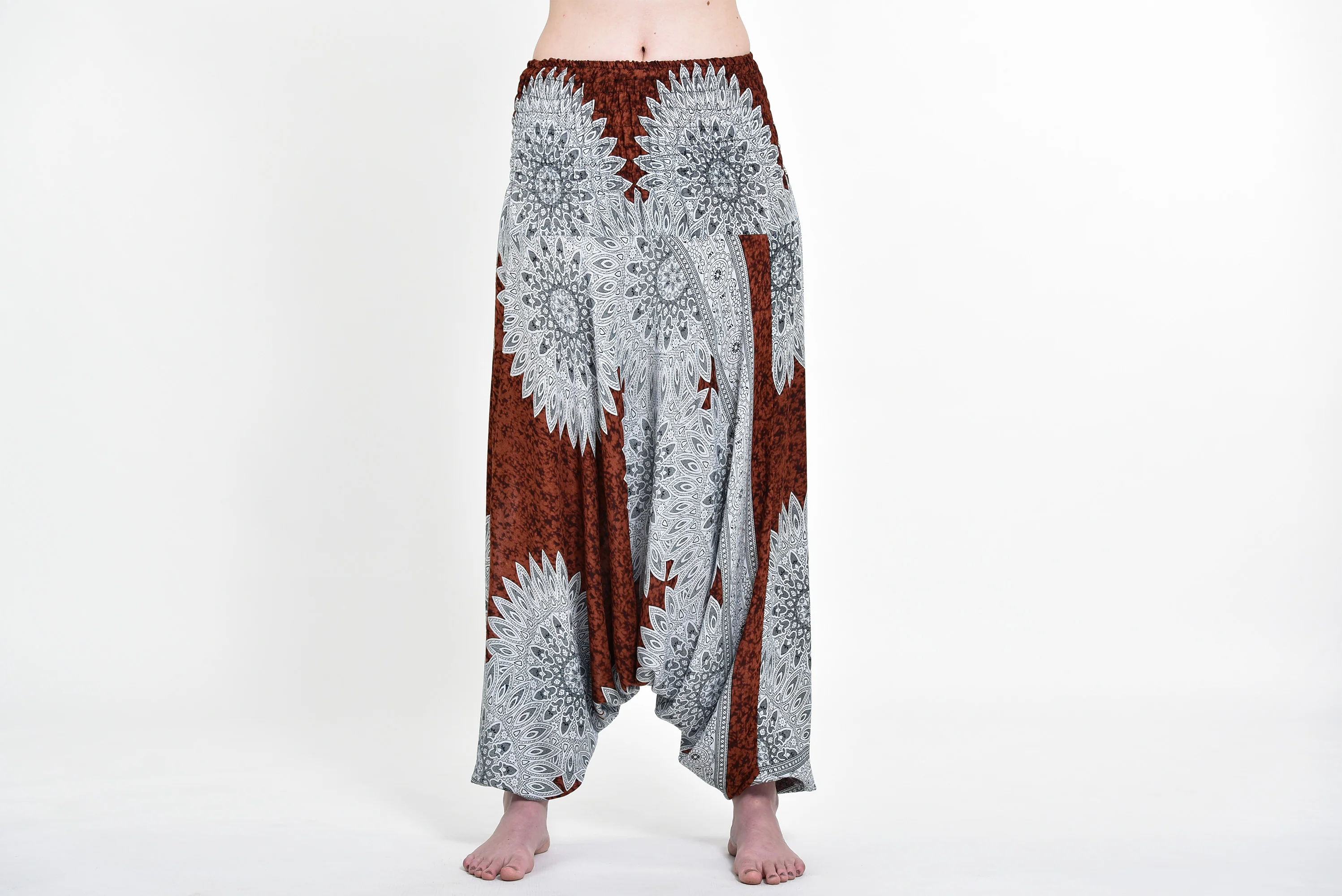 Marble Mandalas 2-in-1 Jumpsuit Harem Pants in Brown