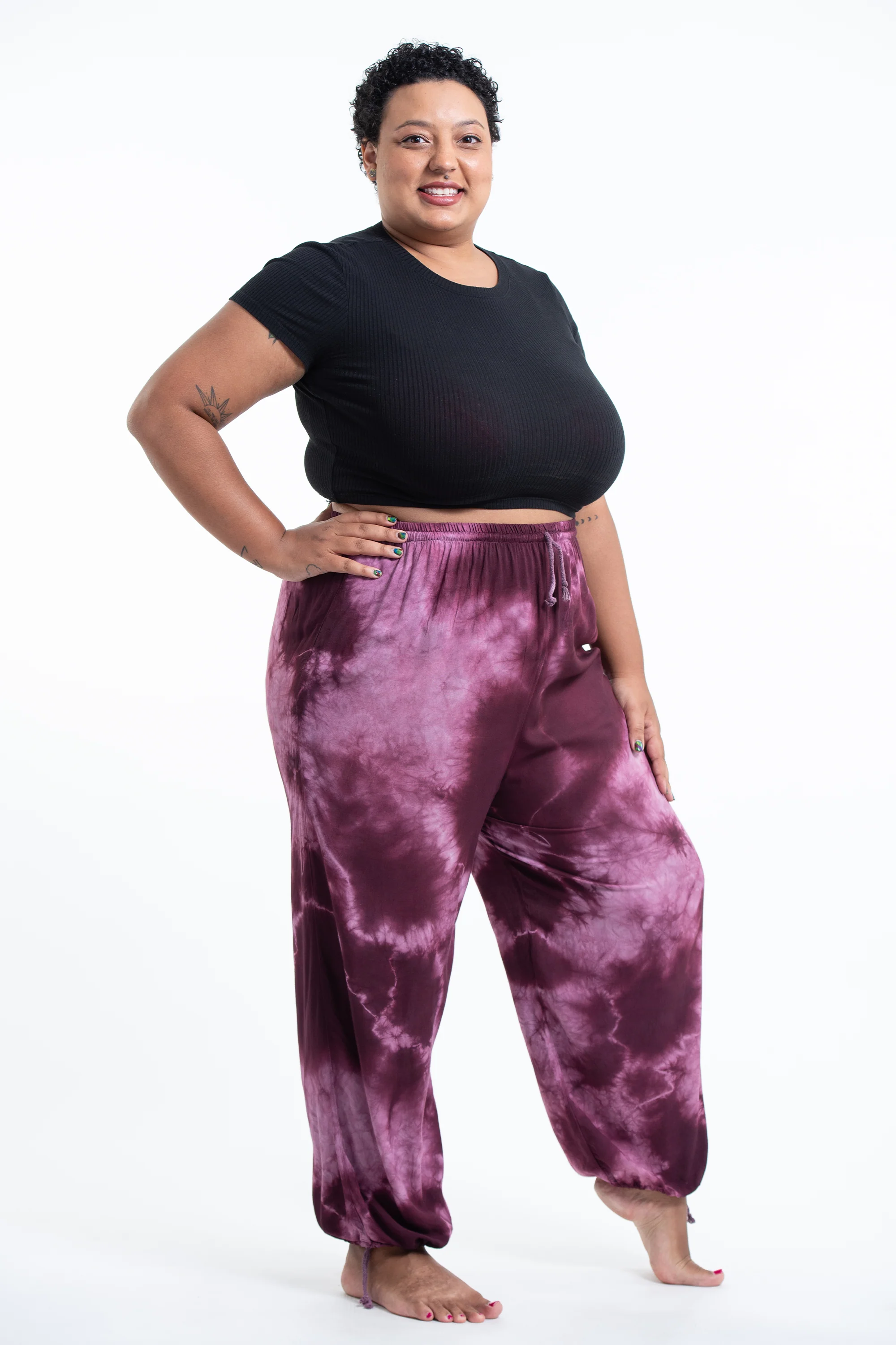 1651-Plus-Size-Tie-Dye-Drawstring-Women-s-Yoga-Massage-Pants-in-Dark-Purple-3.webp Plus Size Tie Dye Drawstring Women's Yoga Massage Pants in Dark Purple