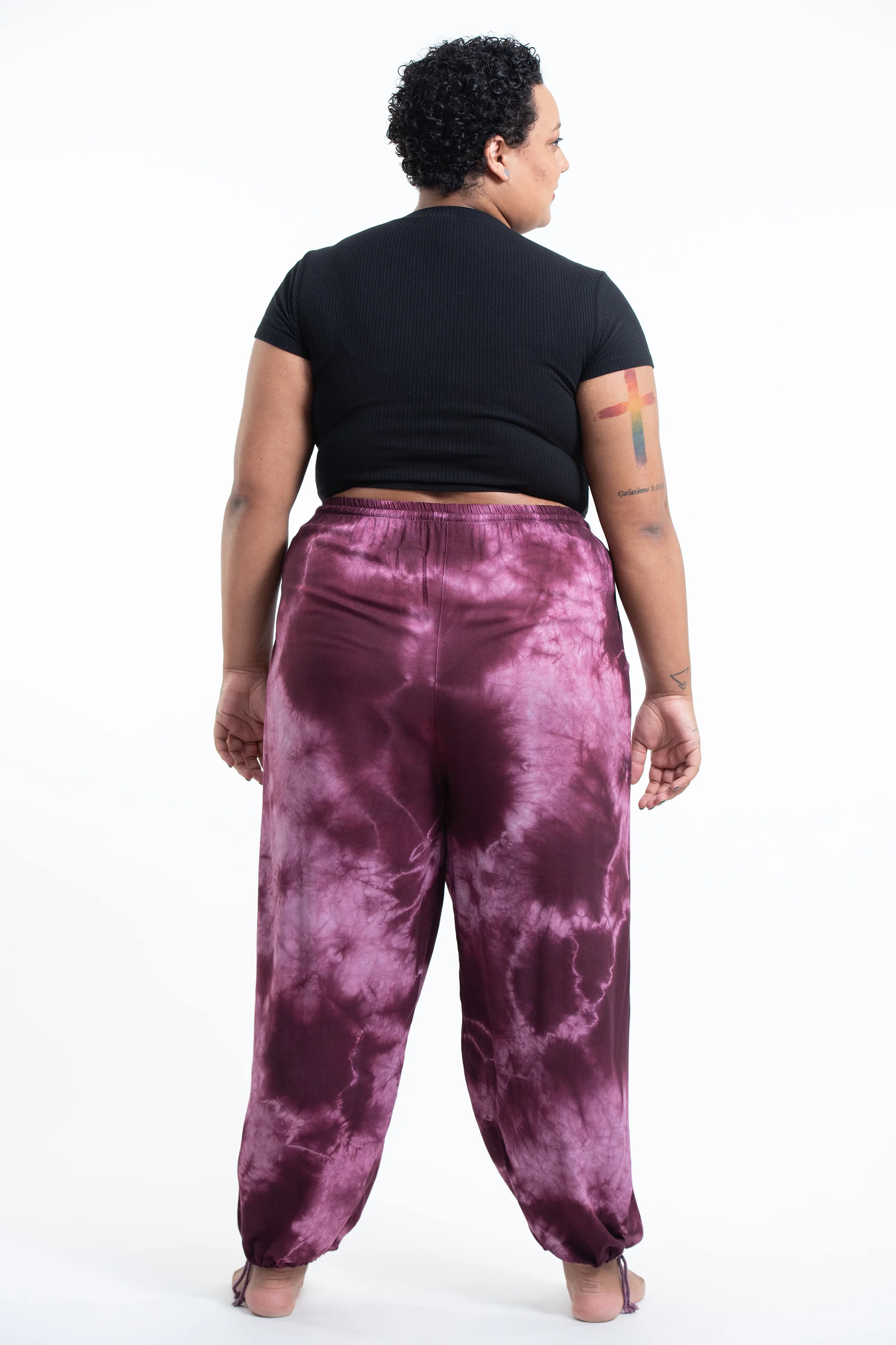 1651-Plus-Size-Tie-Dye-Drawstring-Women-s-Yoga-Massage-Pants-in-Dark-Purple-4.webp Plus Size Tie Dye Drawstring Women's Yoga Massage Pants in Dark Purple