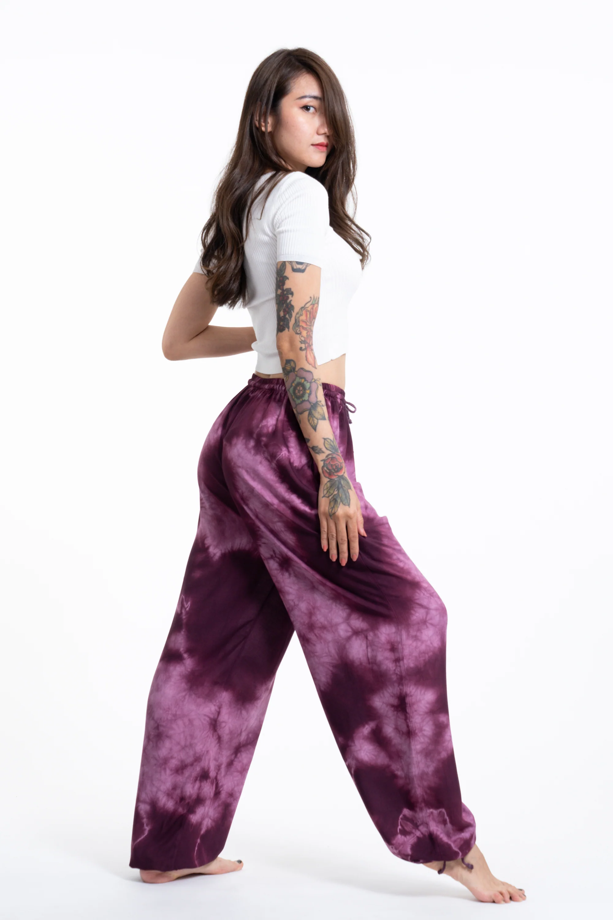 1652-Tie-Dye-Drawstring-Women-s-Yoga-Massage-Pants-in-Dark-Purple-3.webp Tie Dye Drawstring Women's Yoga Massage Pants in Dark Purple