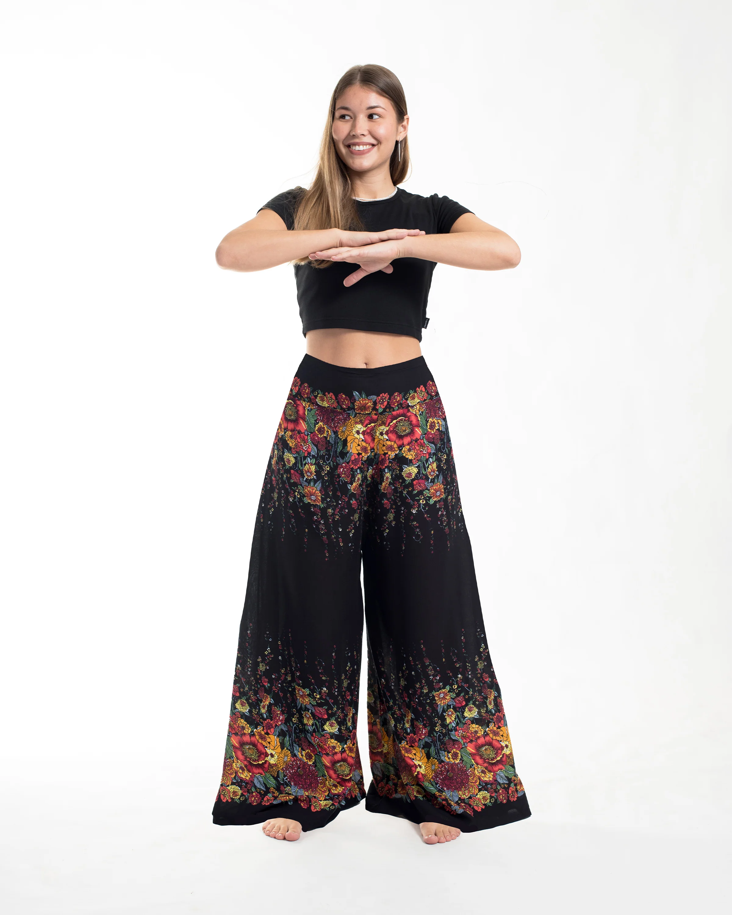1654-Floral-Palazzo-Style-Harem-Pants-in-Black-3.webp Floral Palazzo Style Harem Pants in Black