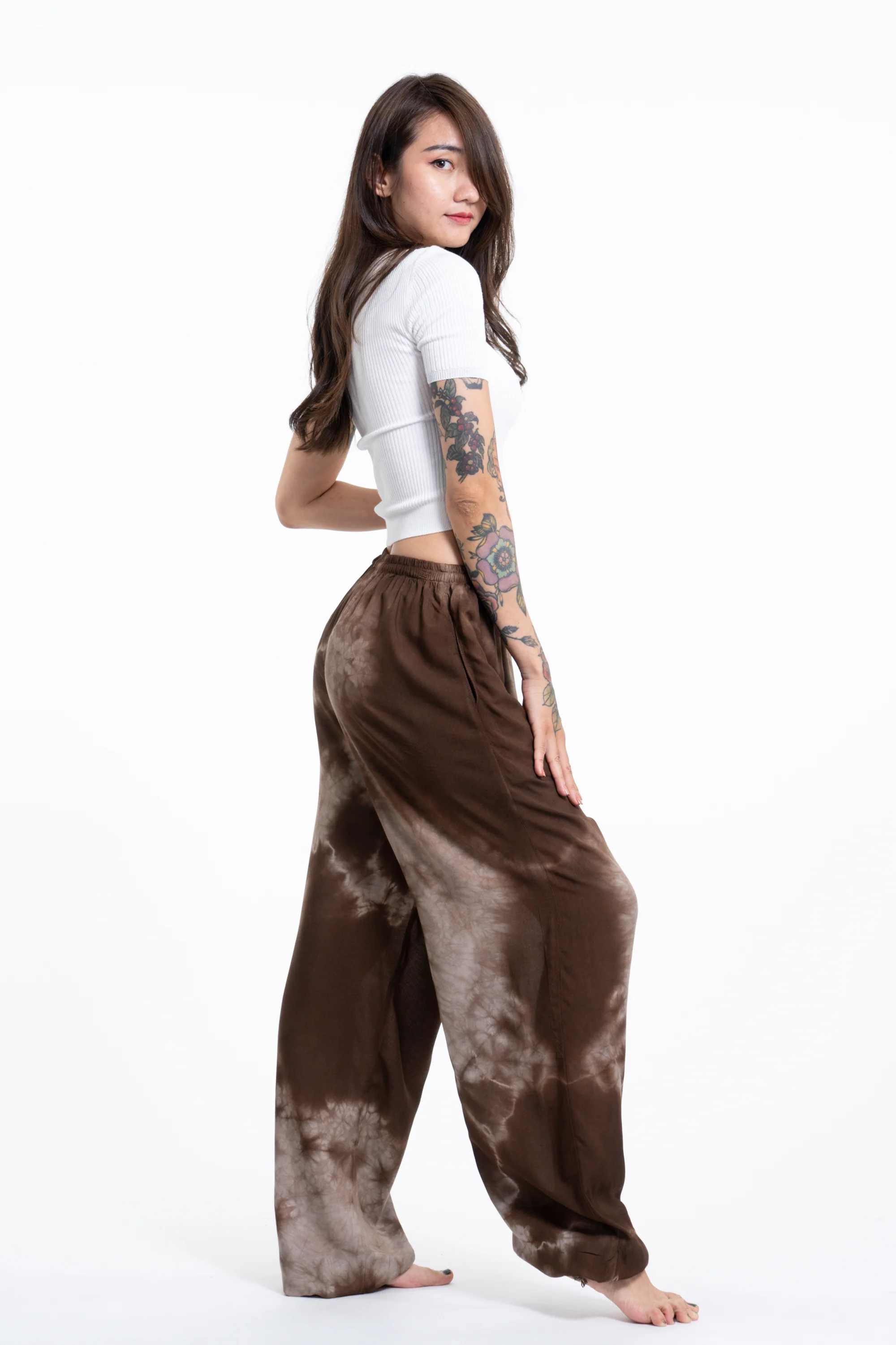 1659-Tie-Dye-Drawstring-Women-s-Yoga-Massage-Pants-in-Brown-3.webp Tie Dye Drawstring Women's Yoga Massage Pants in Brown