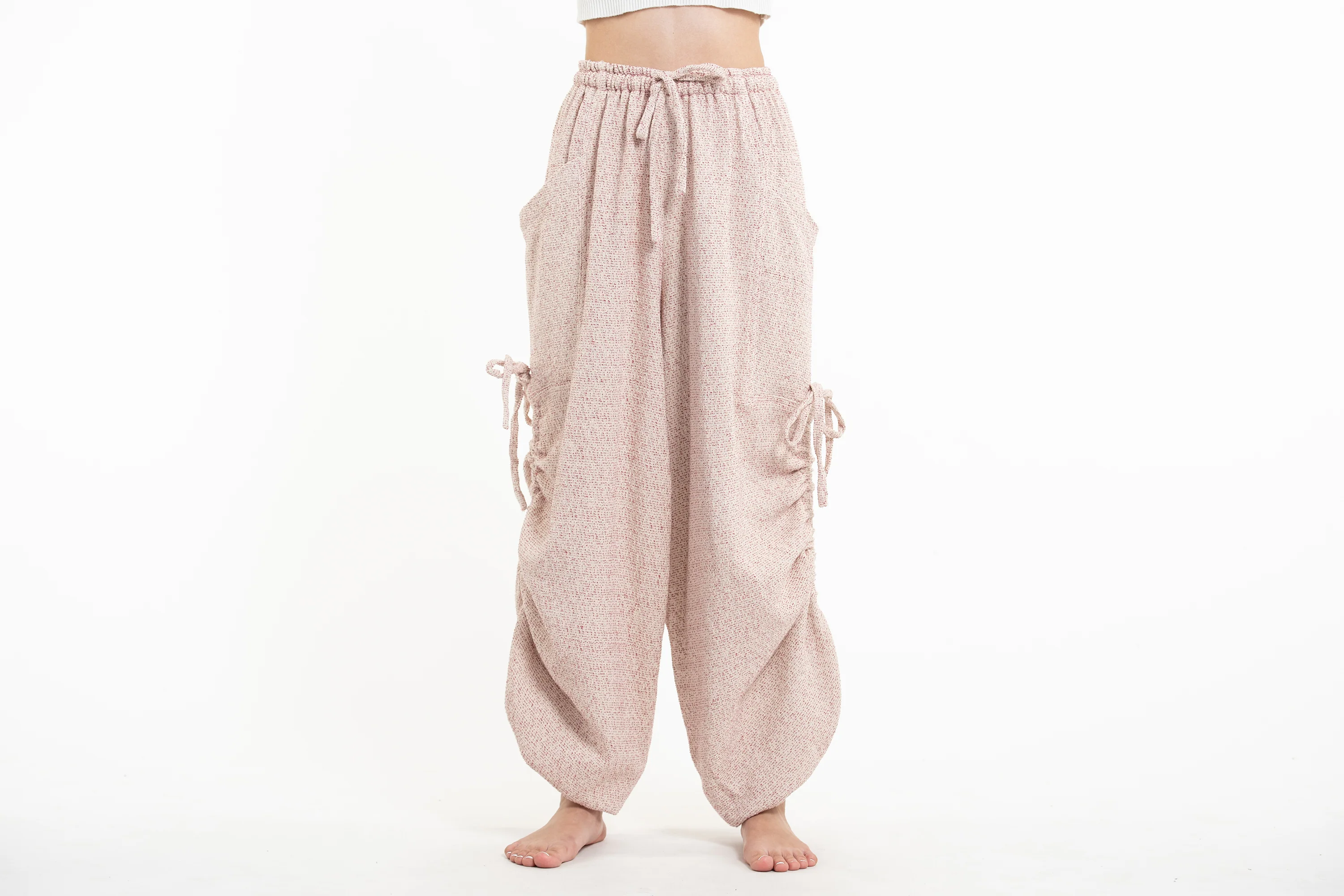 Women's Ribbed Cotton Pants in Pink