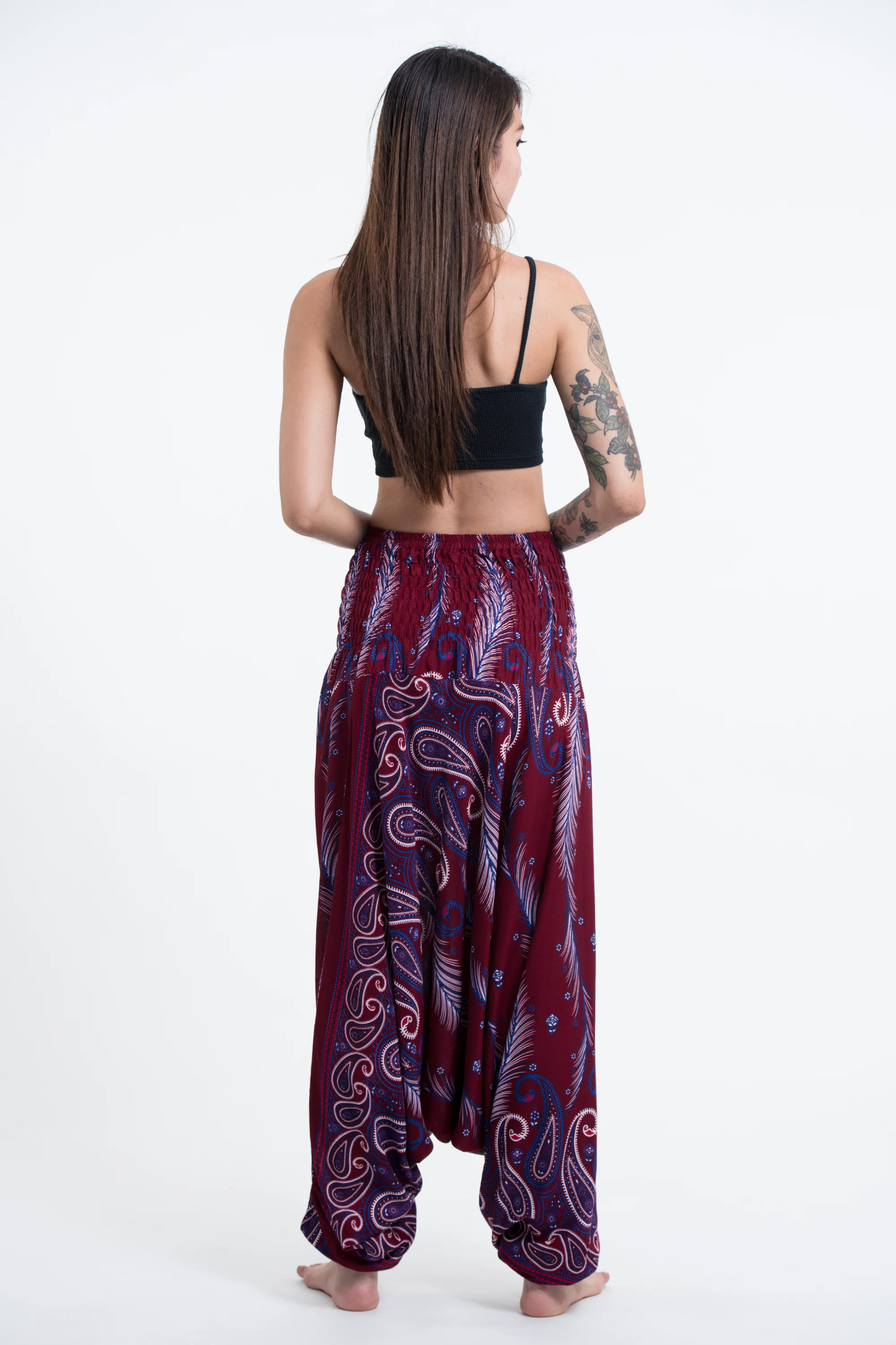 1663-Paisley-Feathers-2-in-1-Jumpsuit-Harem-Pants-in-Red-5.webp Paisley Feathers 2-in-1 Jumpsuit Harem Pants in Red