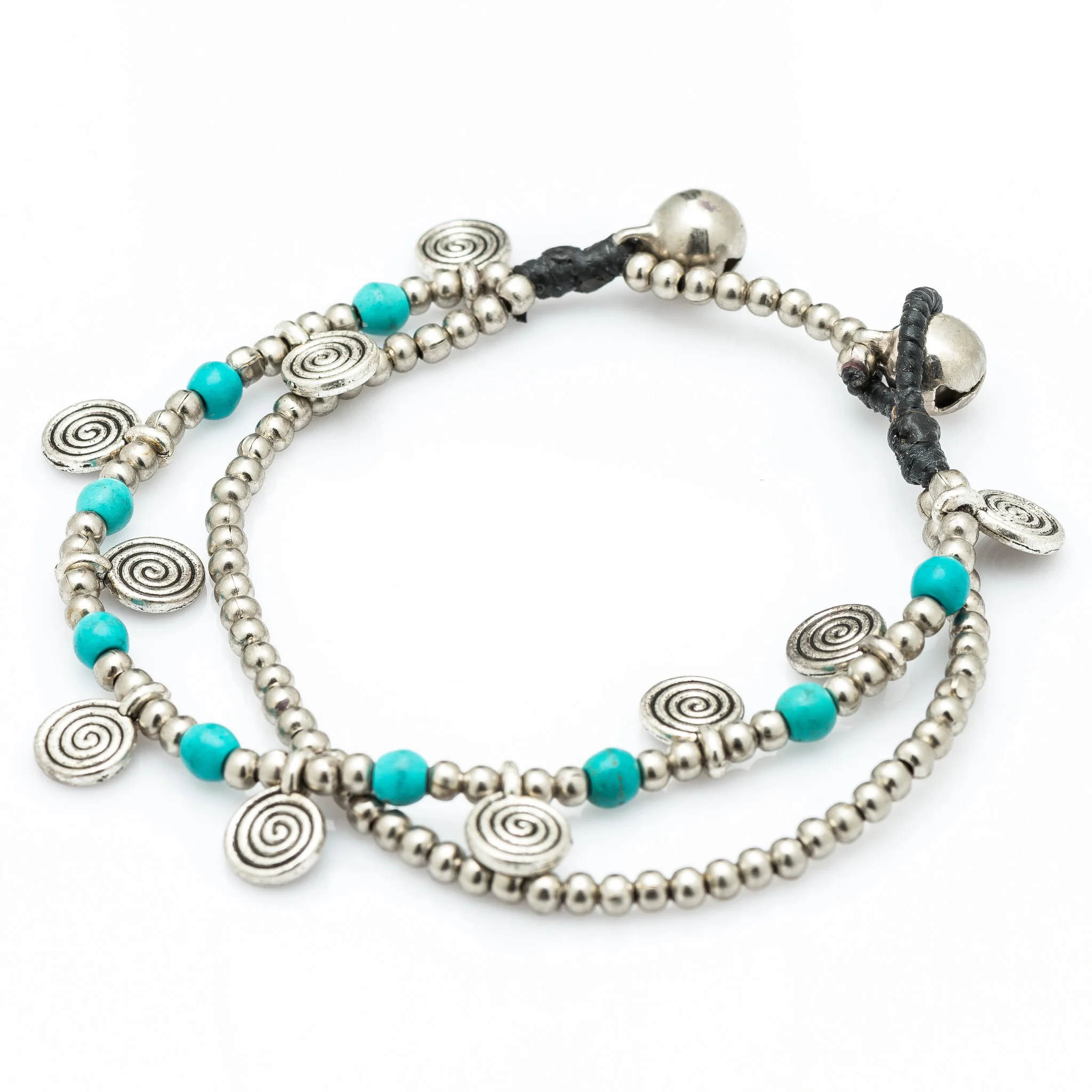 Turquoise Bead And Charm Double Strand Bracelets
