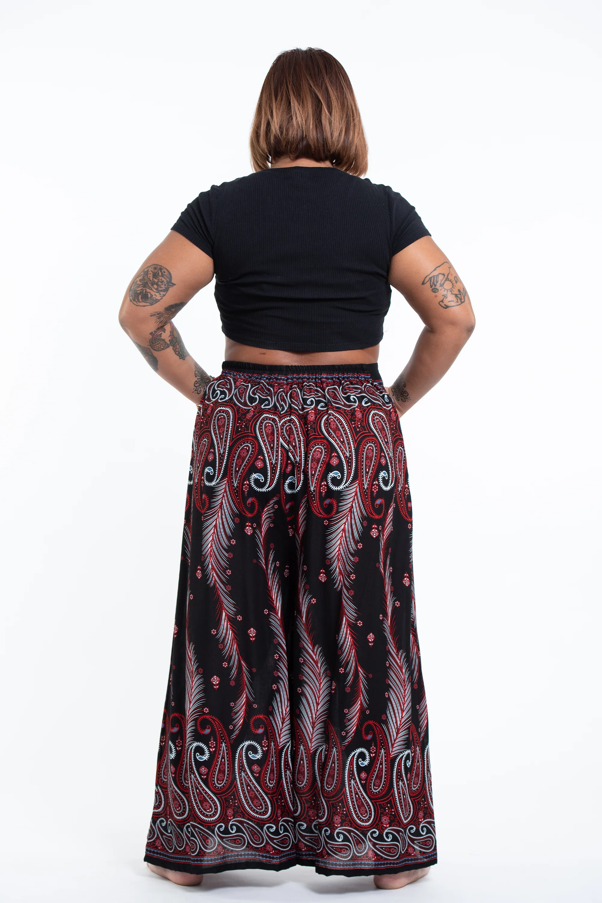 1672-Plus-Size-Paisley-Feathers-Palazzo-Style-Harem-Pants-in-Black-4.webp Plus Size Paisley Feathers Palazzo Style Harem Pants in Black