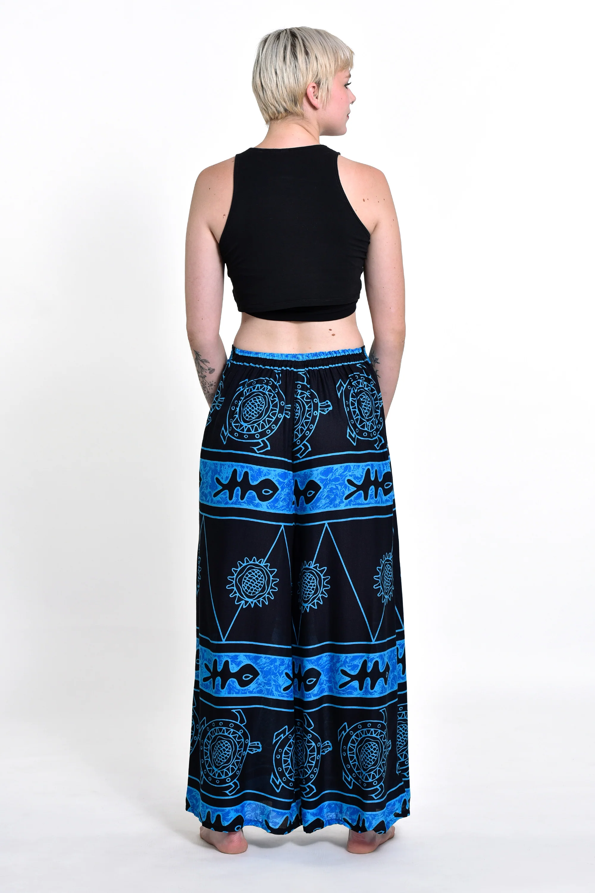 1686-Turtle-Print-Palazzo-Style-Harem-Pants-in-Blue-4.webp Turtle Print Palazzo Style Harem Pants in Blue