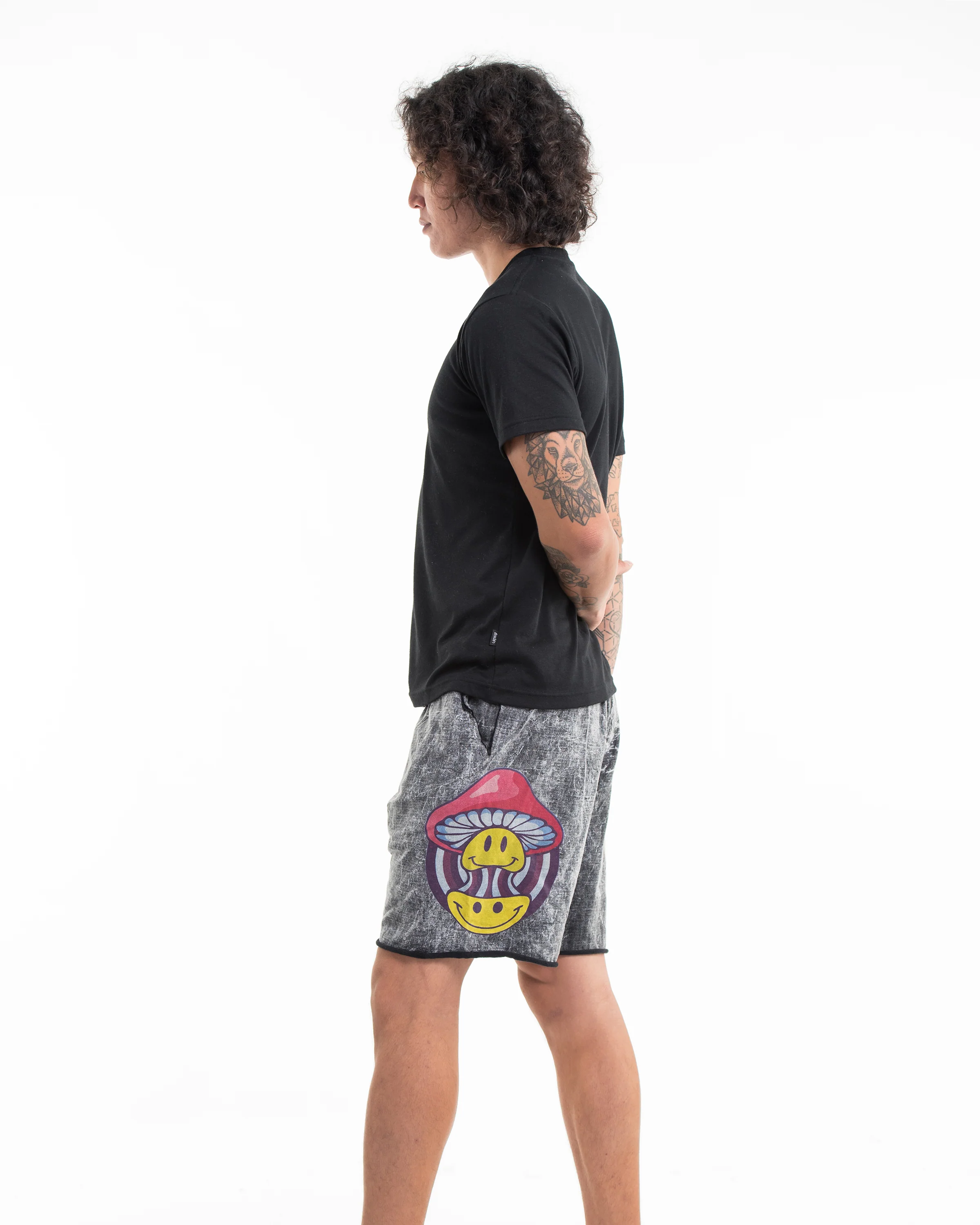 1697-Unisex-Mushroom-Stone-Washed-Shorts-in-Black-6.webp Unisex Mushroom Stone Washed Shorts in Black