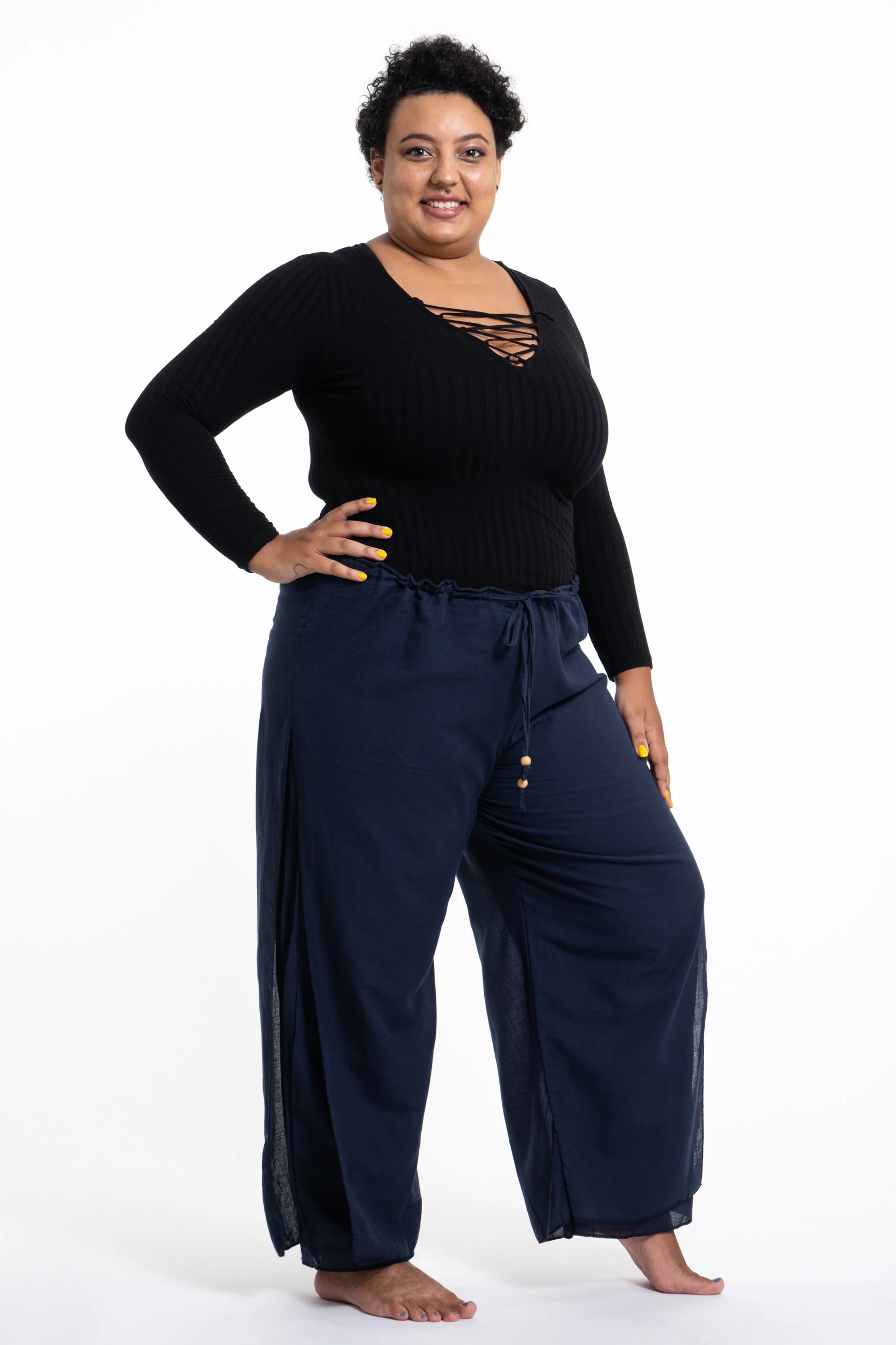 1702-Plus-Size-Women-s-Thai-Harem-Double-Layers-Palazzo-Pants-in-Solid-Navy-3.webp Plus Size Women's Thai Harem Double Layers Palazzo Pants in Solid Navy