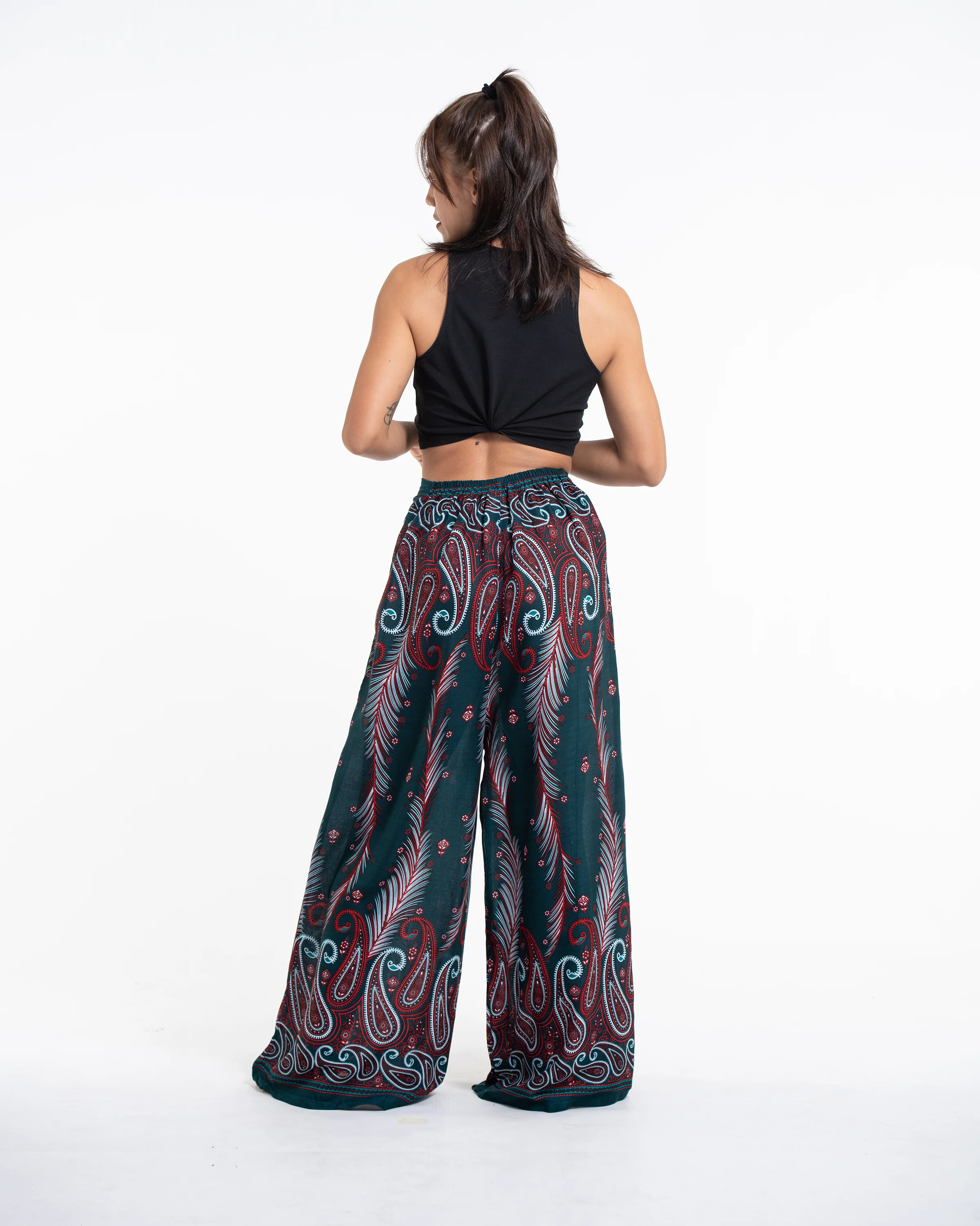 1703-Paisley-Feathers-Palazzo-Style-Harem-Pants-in-Green-4.webp Paisley Feathers Palazzo Style Harem Pants in Green