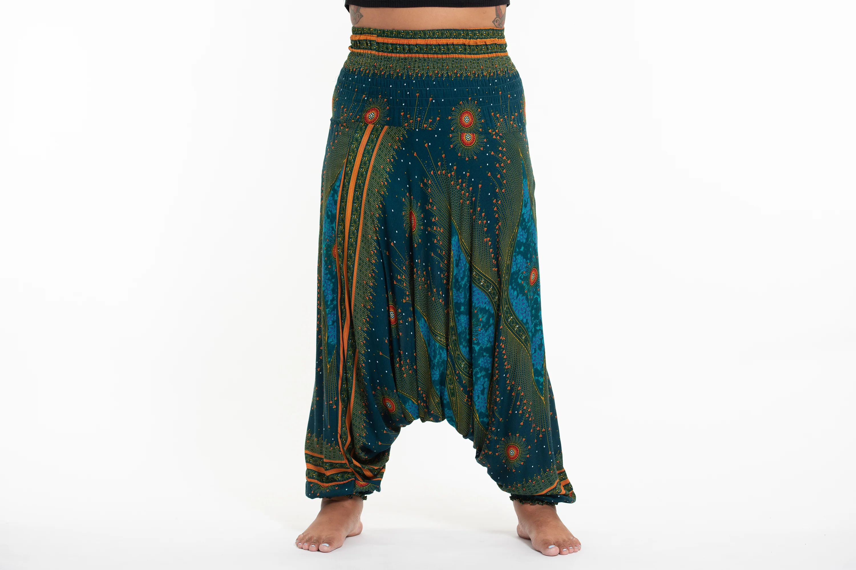 1704-Plus-Size-Peacock-Eyes-2-in-1-Jumpsuit-Harem-Pants-in-Turquoise-2.webp Plus Size Peacock Eyes 2-in-1 Jumpsuit Harem Pants in Turquoise