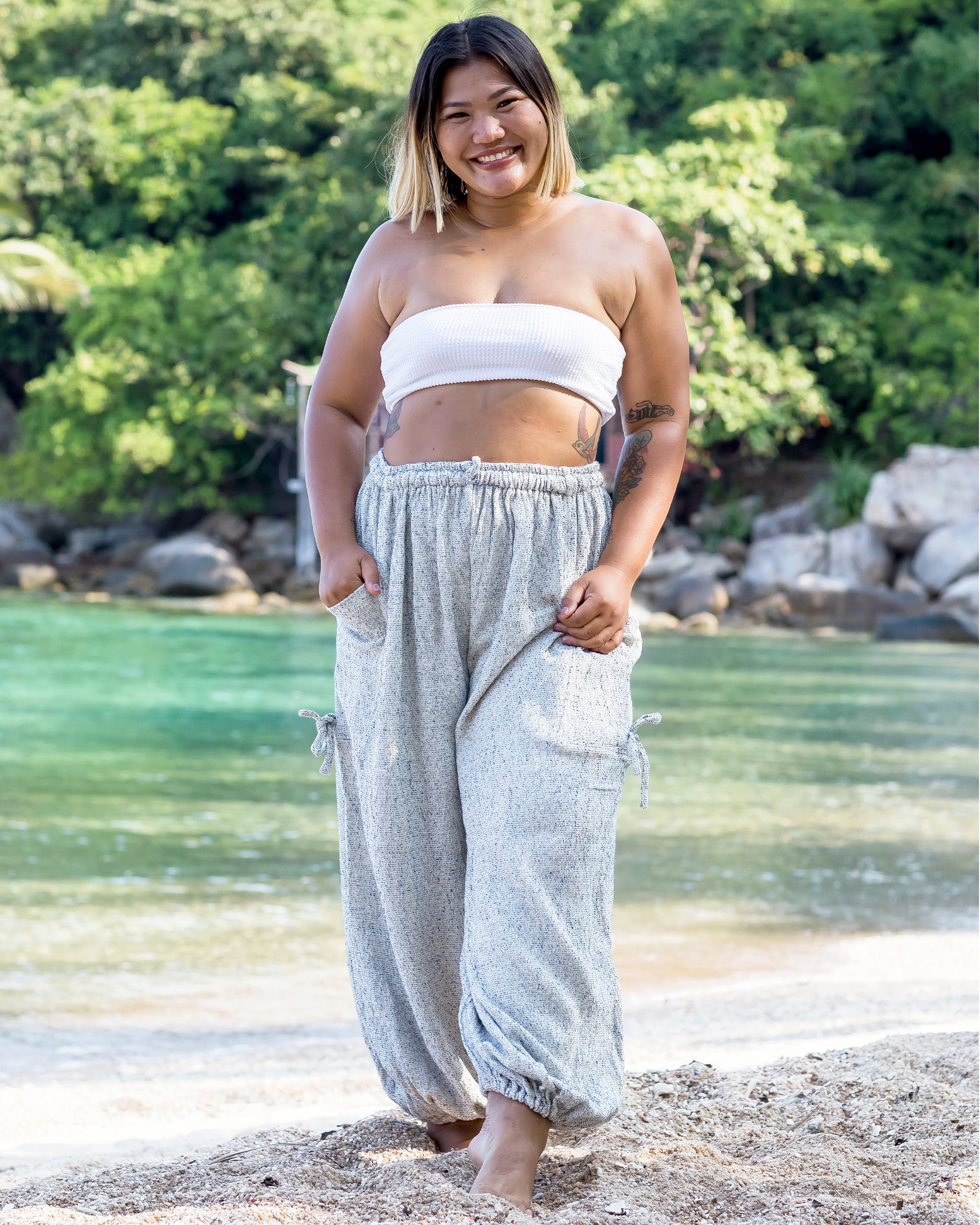 1706-Plus-Size-Women-s-Ribbed-Cotton-Pants-in-Blue-3.jpg Plus Size Women's Ribbed Cotton Pants in Blue