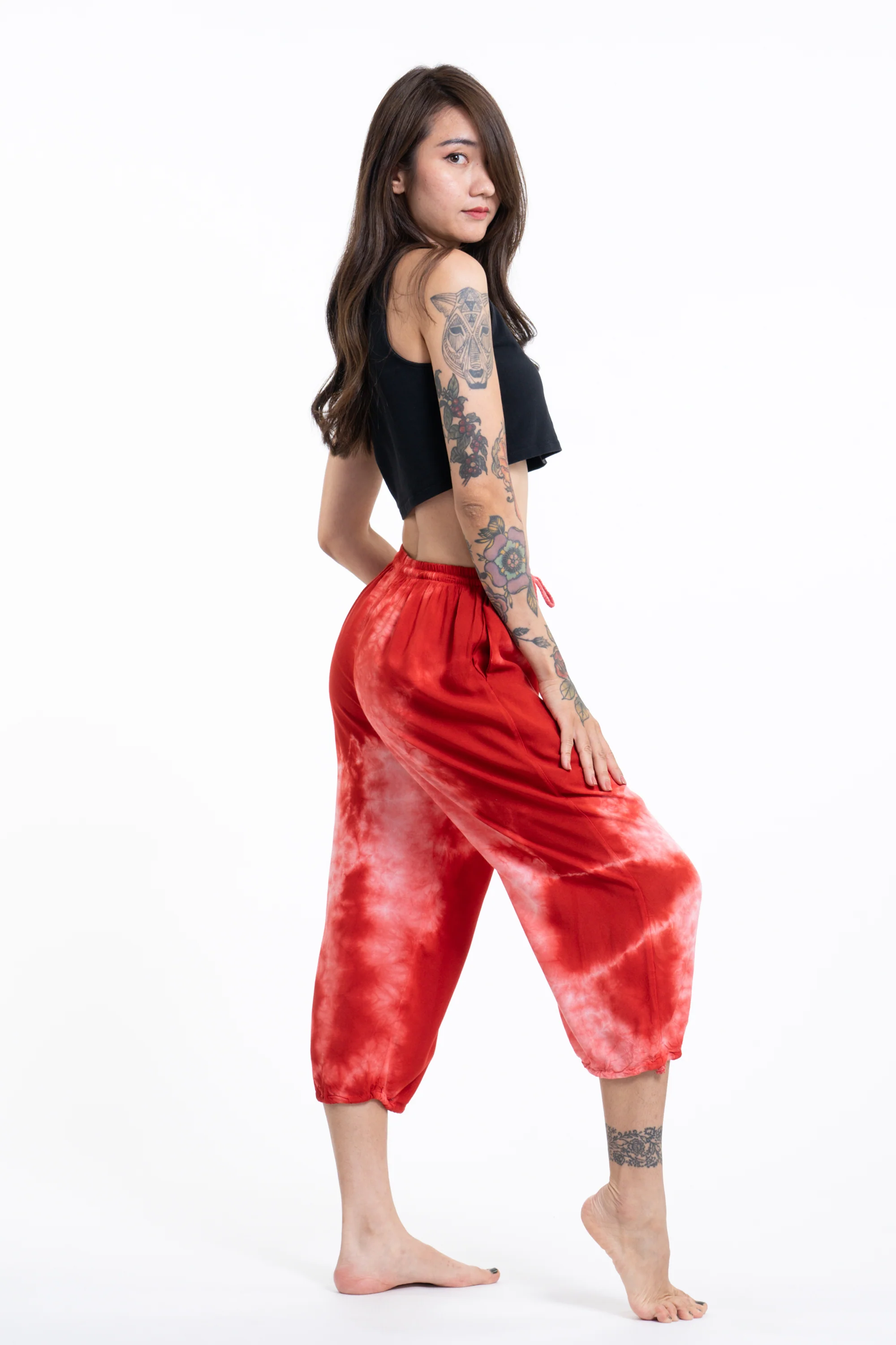 1710-Women-s-Tie-Dye-Drawstring-Yoga-Massage-Cropped-Pants-in-Red-3.webp Women's Tie Dye Drawstring Yoga Massage Cropped Pants in Red