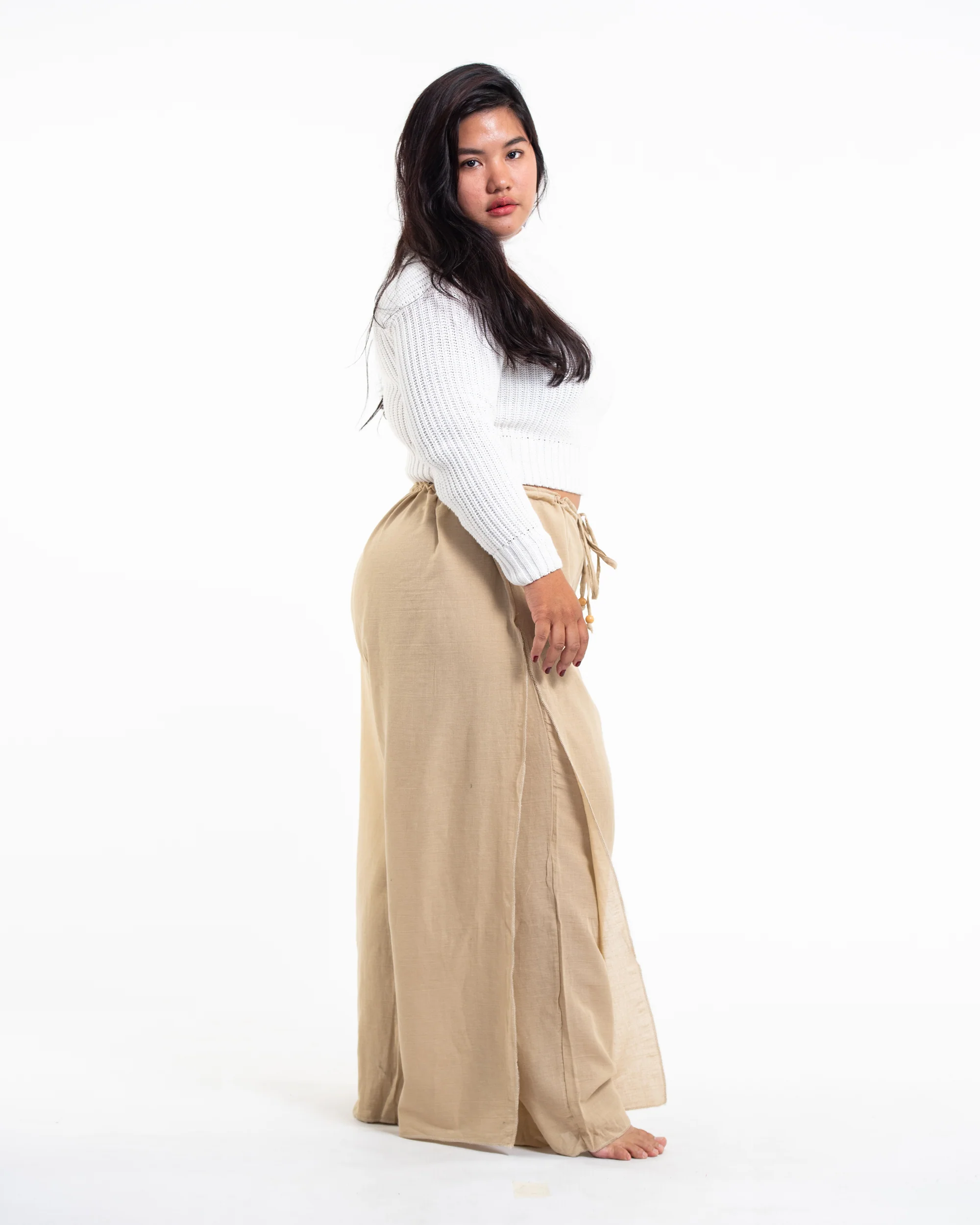1711-Plus-Size-Women-s-Thai-Harem-Double-Layers-Palazzo-Pants-in-Solid-Tan-3.webp Plus Size Women's Thai Harem Double Layers Palazzo Pants in Solid Tan