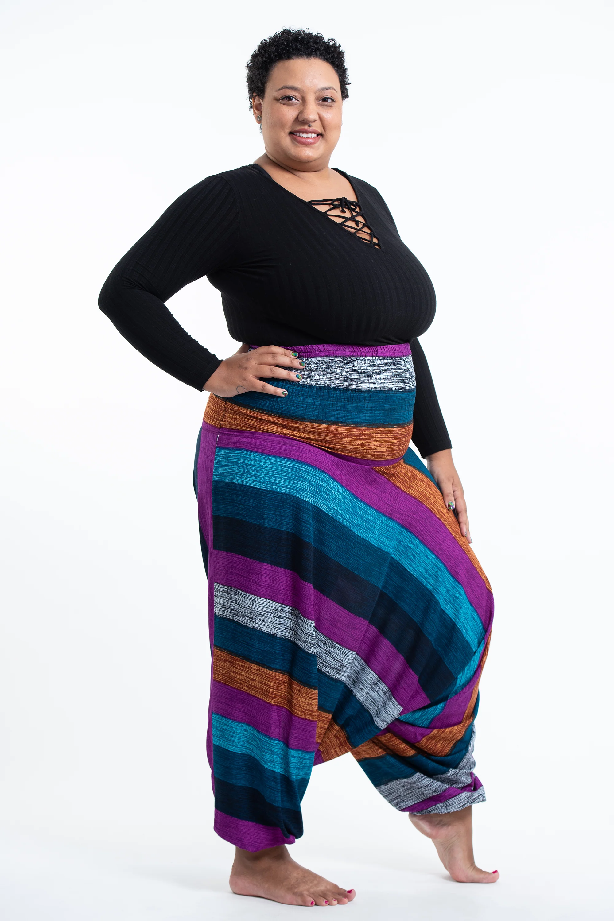 1712-Plus-Size-Boho-Striped-2-in-1-Jumpsuit-Harem-Pants-in-Blue-3.webp Plus Size Boho Striped 2-in-1 Jumpsuit Harem Pants in Blue