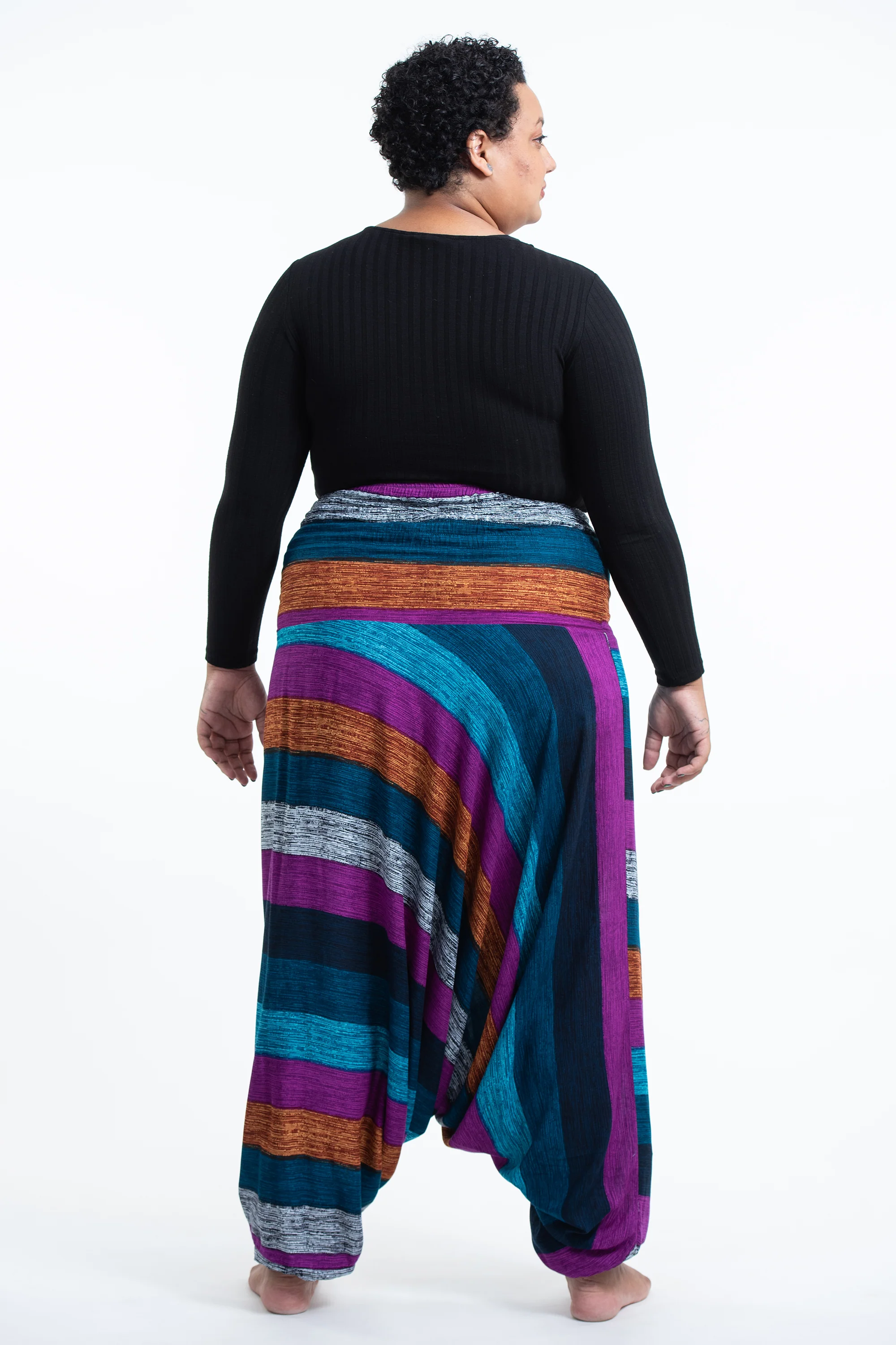 1712-Plus-Size-Boho-Striped-2-in-1-Jumpsuit-Harem-Pants-in-Blue-4.webp Plus Size Boho Striped 2-in-1 Jumpsuit Harem Pants in Blue