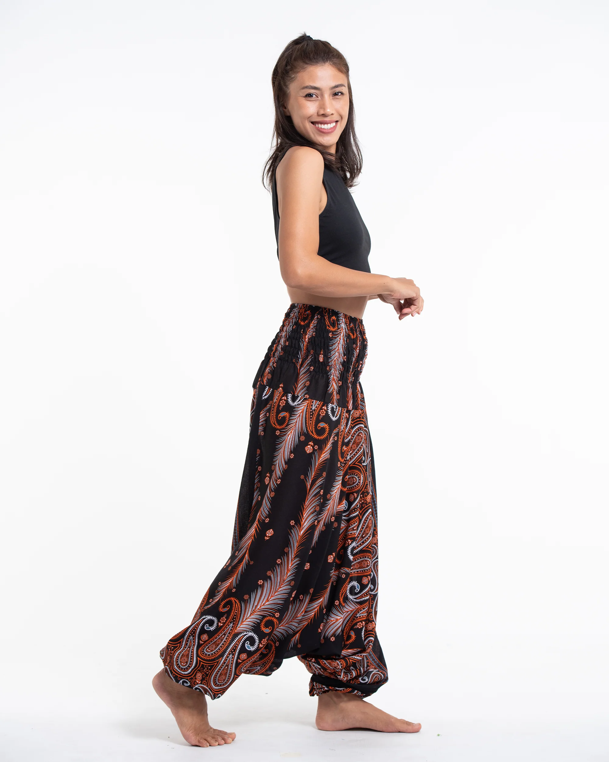 1720-Paisley-Feathers-2-in-1-Jumpsuit-Harem-Pants-in-Black-3.webp Paisley Feathers 2-in-1 Jumpsuit Harem Pants in Black
