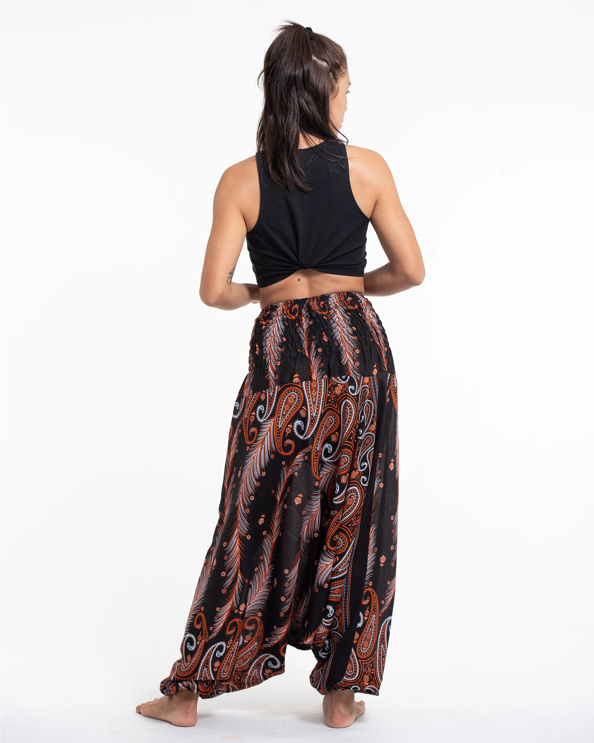 1720-Paisley-Feathers-2-in-1-Jumpsuit-Harem-Pants-in-Black-4.webp Paisley Feathers 2-in-1 Jumpsuit Harem Pants in Black