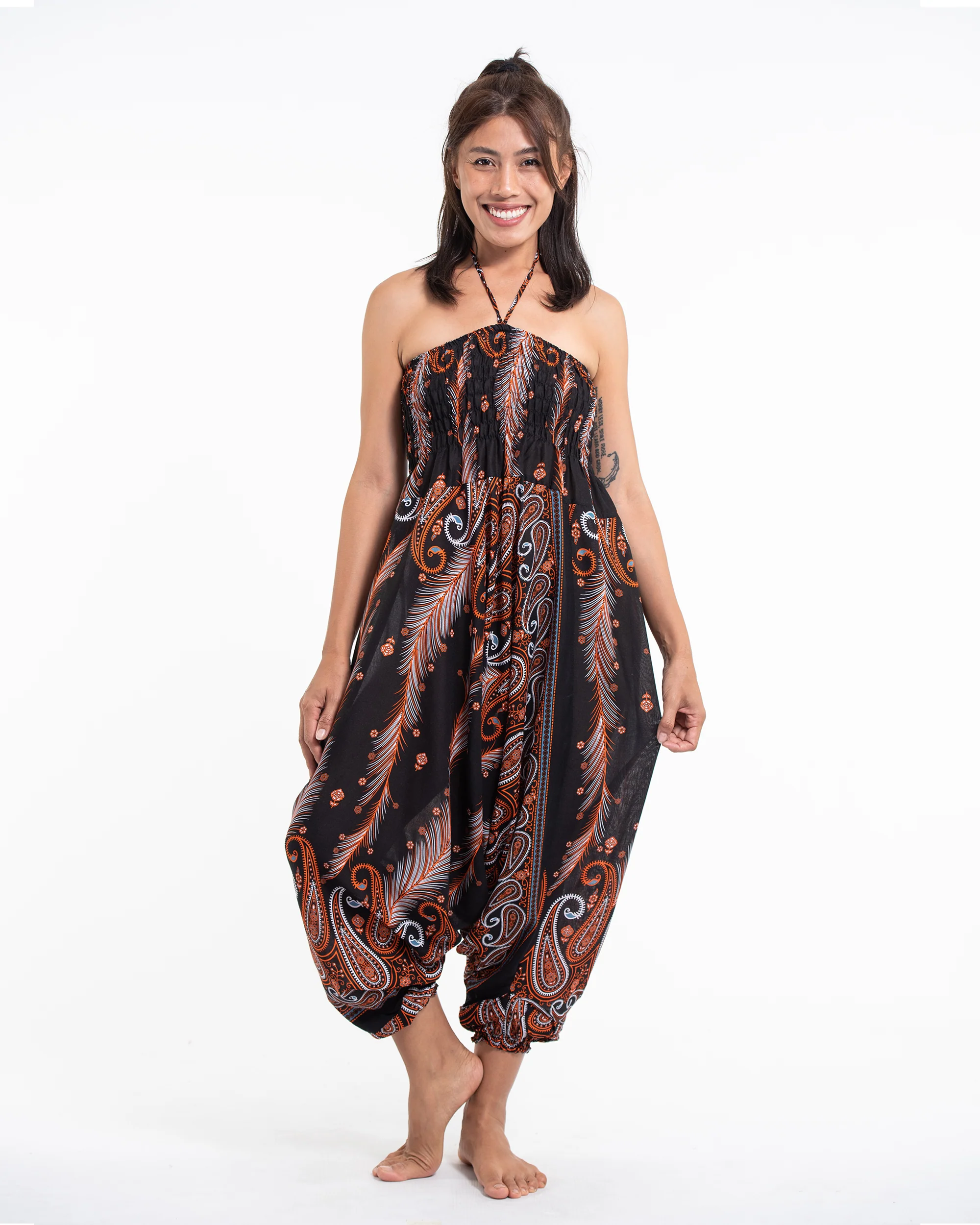 1720-Paisley-Feathers-2-in-1-Jumpsuit-Harem-Pants-in-Black-5.webp Paisley Feathers 2-in-1 Jumpsuit Harem Pants in Black