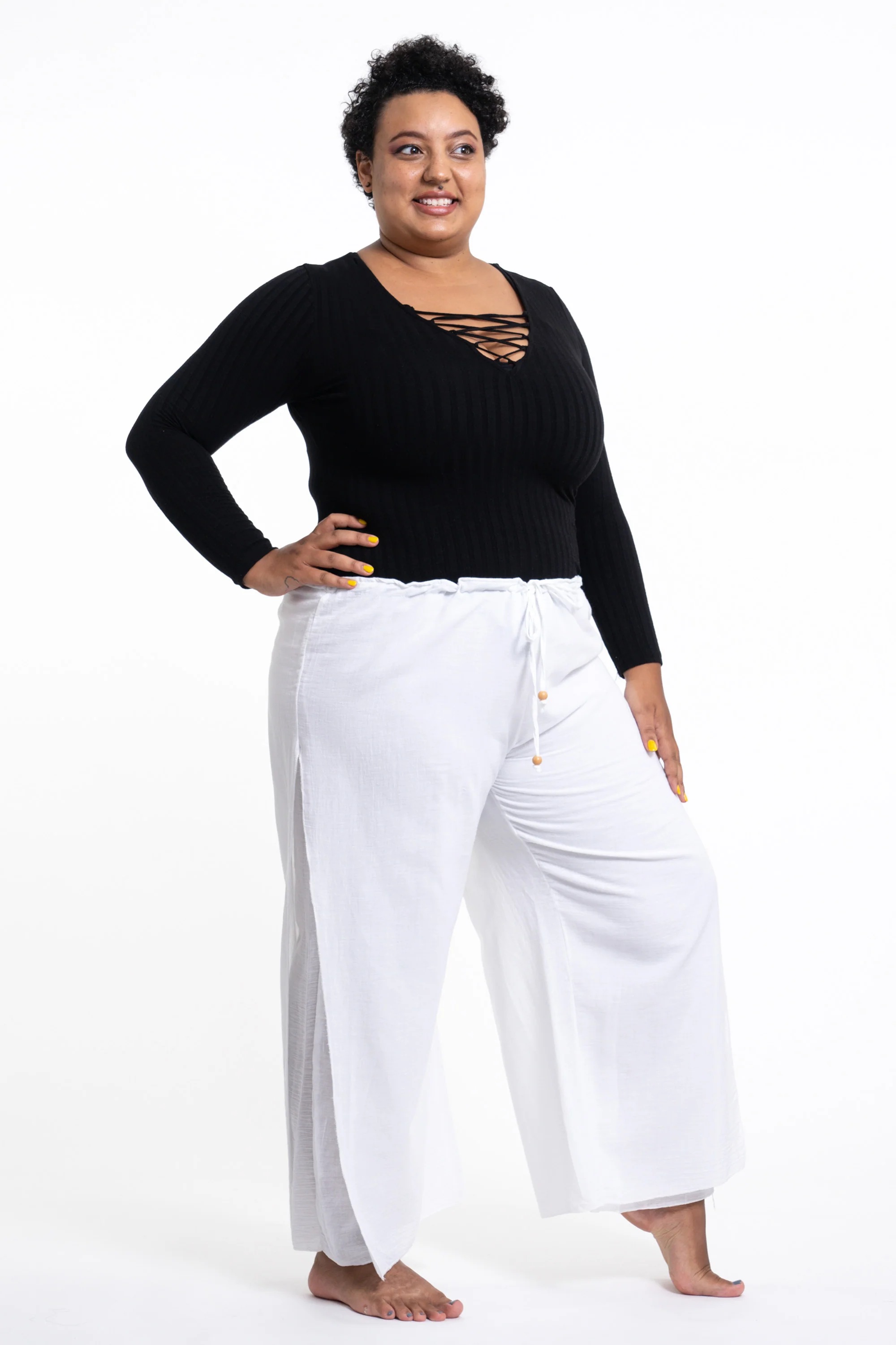 1721-Plus-Size-Women-s-Thai-Harem-Double-Layers-Palazzo-Pants-in-Solid-White-3.webp Plus Size Women's Thai Harem Double Layers Palazzo Pants in Solid White