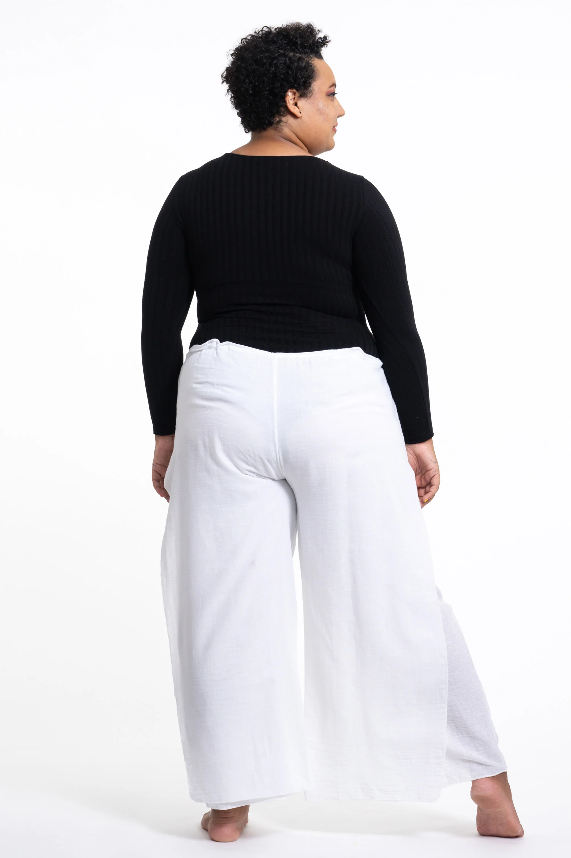 1721-Plus-Size-Women-s-Thai-Harem-Double-Layers-Palazzo-Pants-in-Solid-White-4.webp Plus Size Women's Thai Harem Double Layers Palazzo Pants in Solid White
