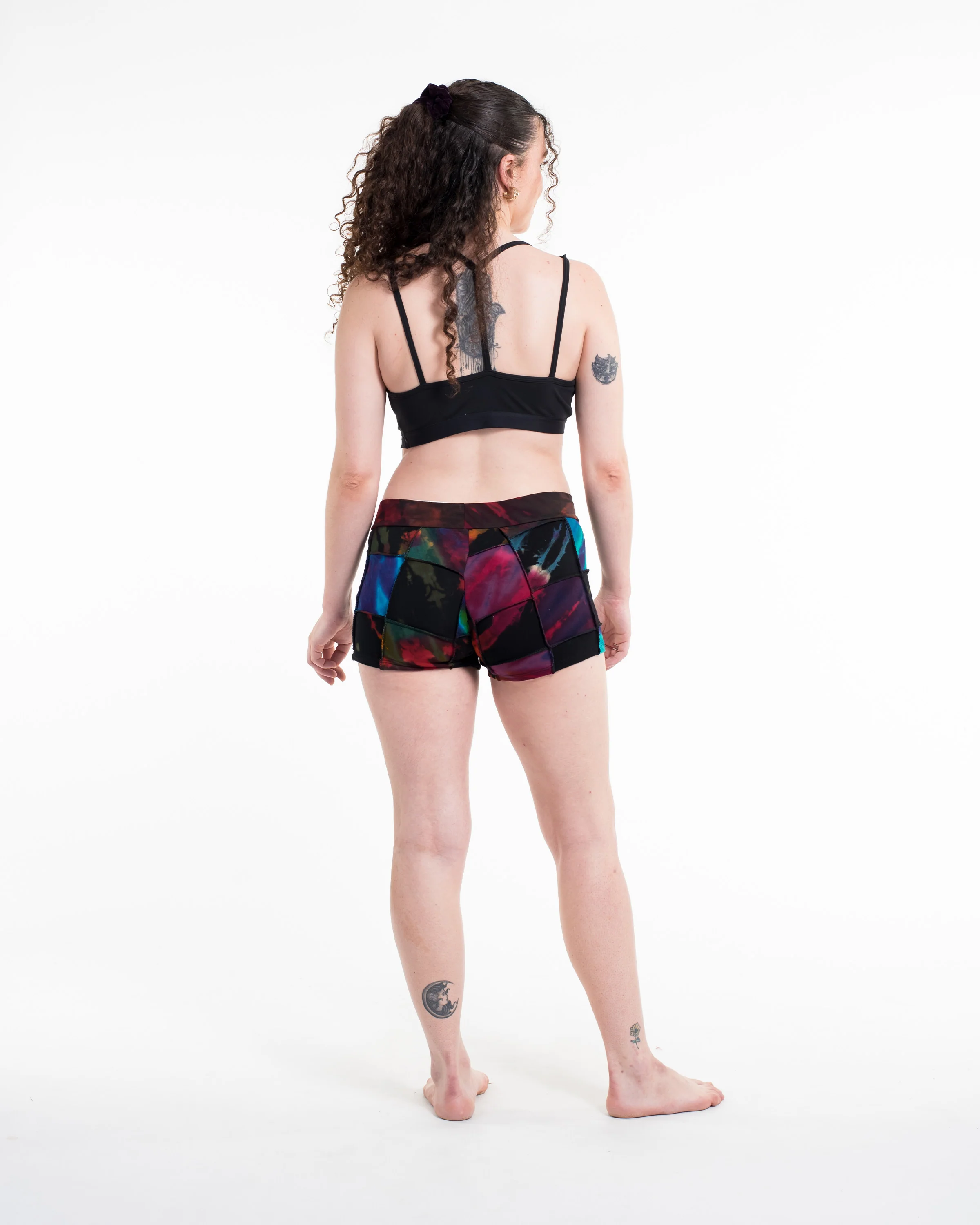 1723-Patchwork-Tie-Dye-Shorts-in-Multi-Black-4.webp Patchwork Tie Dye Shorts in Multi Black