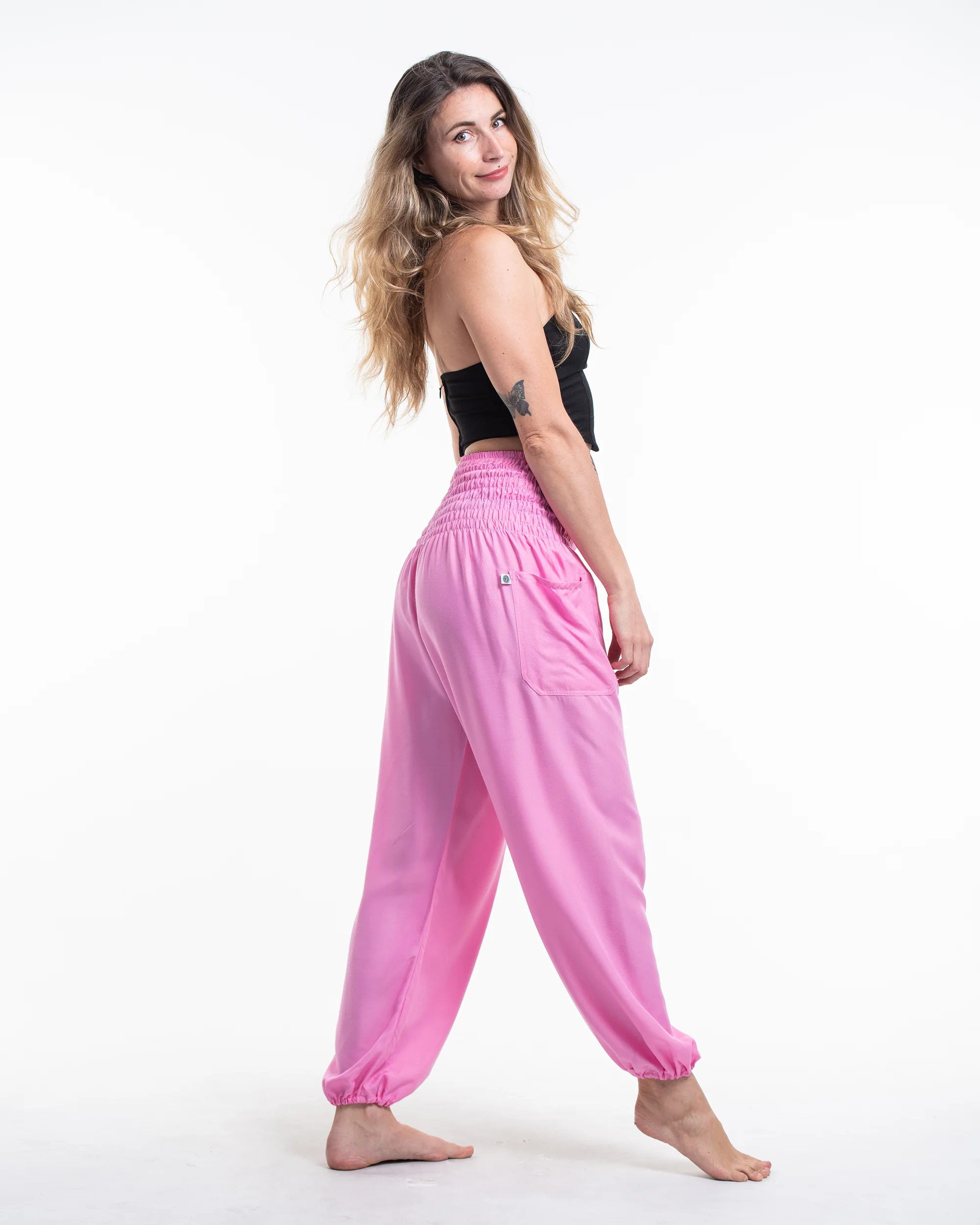 1726-Solid-Color-Women-s-Harem-Pants-in-Light-Pink-3.webp Solid Color Women's Harem Pants in Light Pink